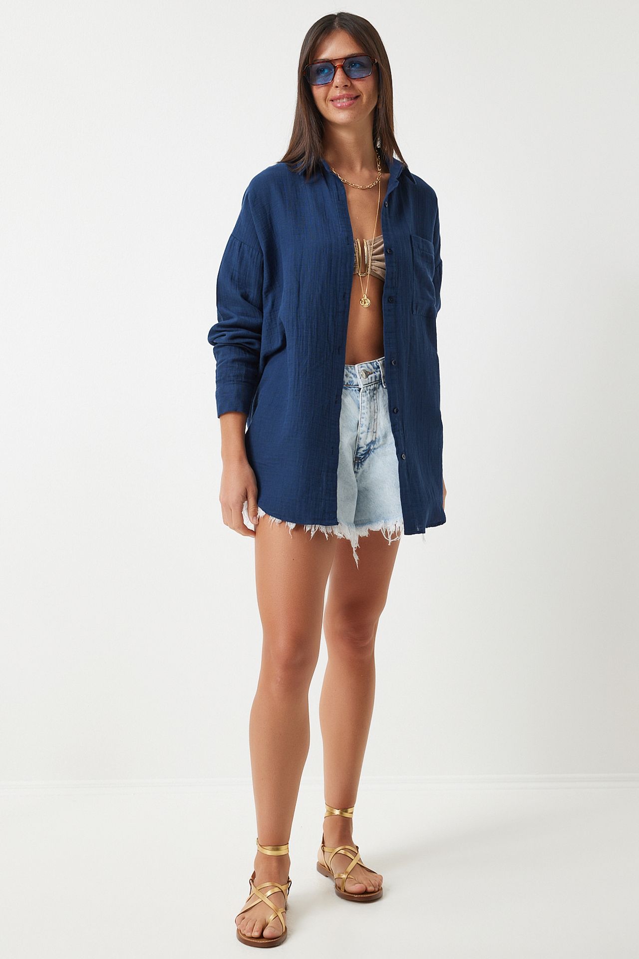 ISTANBUL Oversized Textured Cotton Shirt with Pocket 3