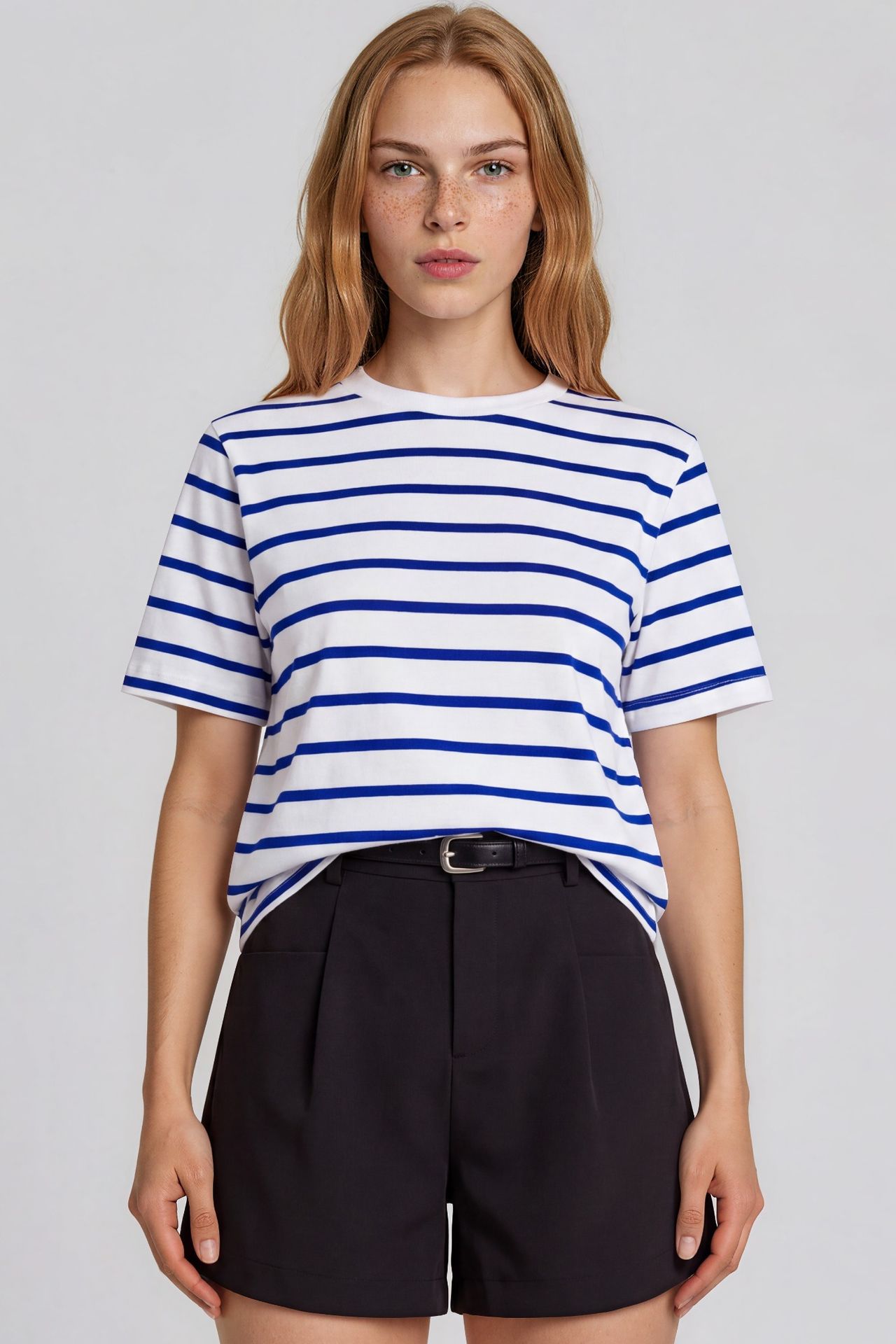 BUSEM Women's Striped Cotton Crew Neck T-Shirt 1