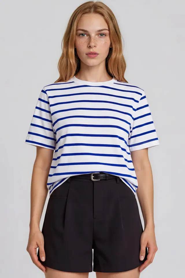 BUSEM Women's Striped Cotton Crew Neck T-Shirt