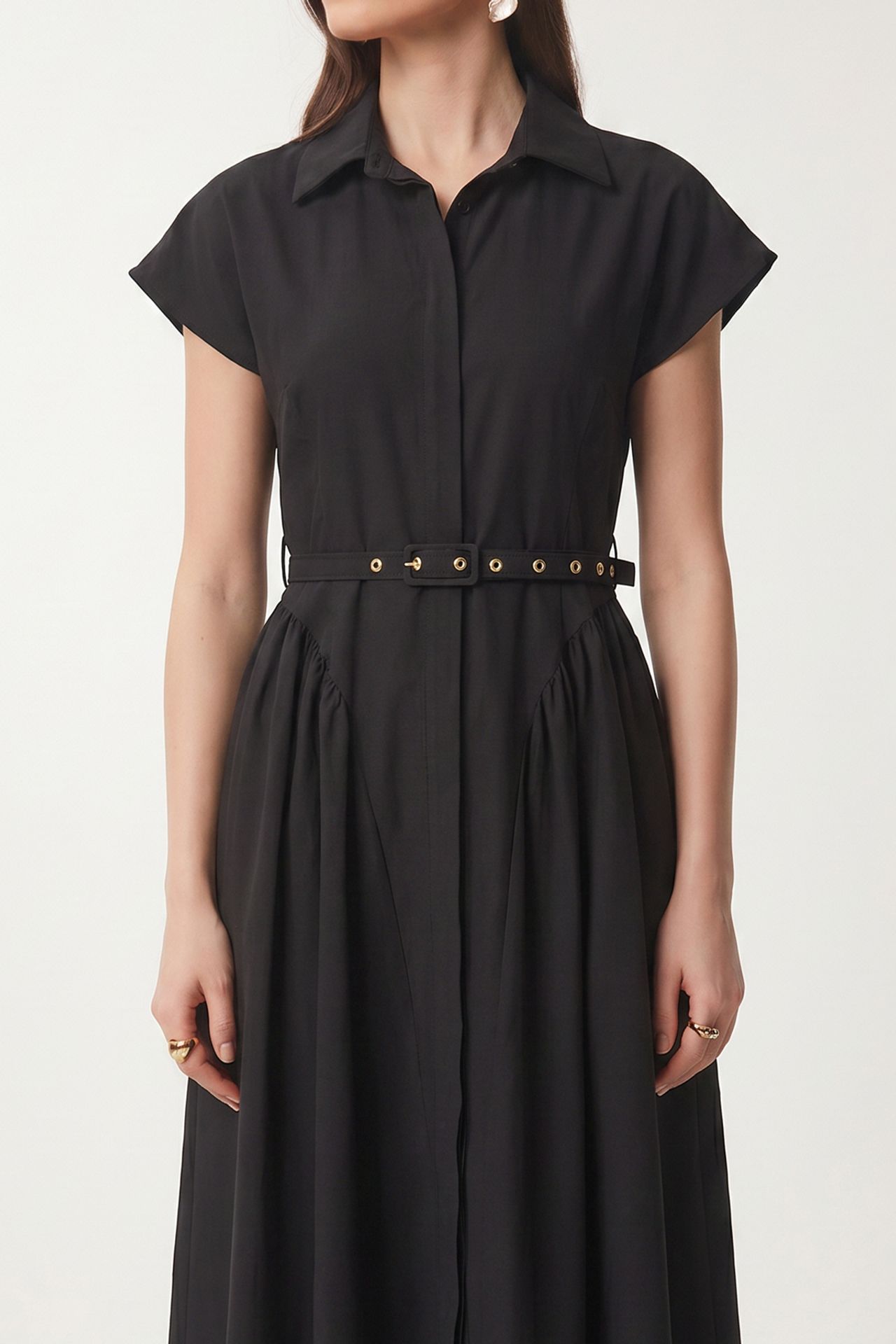 ISTANBUL Belted Poplin Shirt Midi Dress 4
