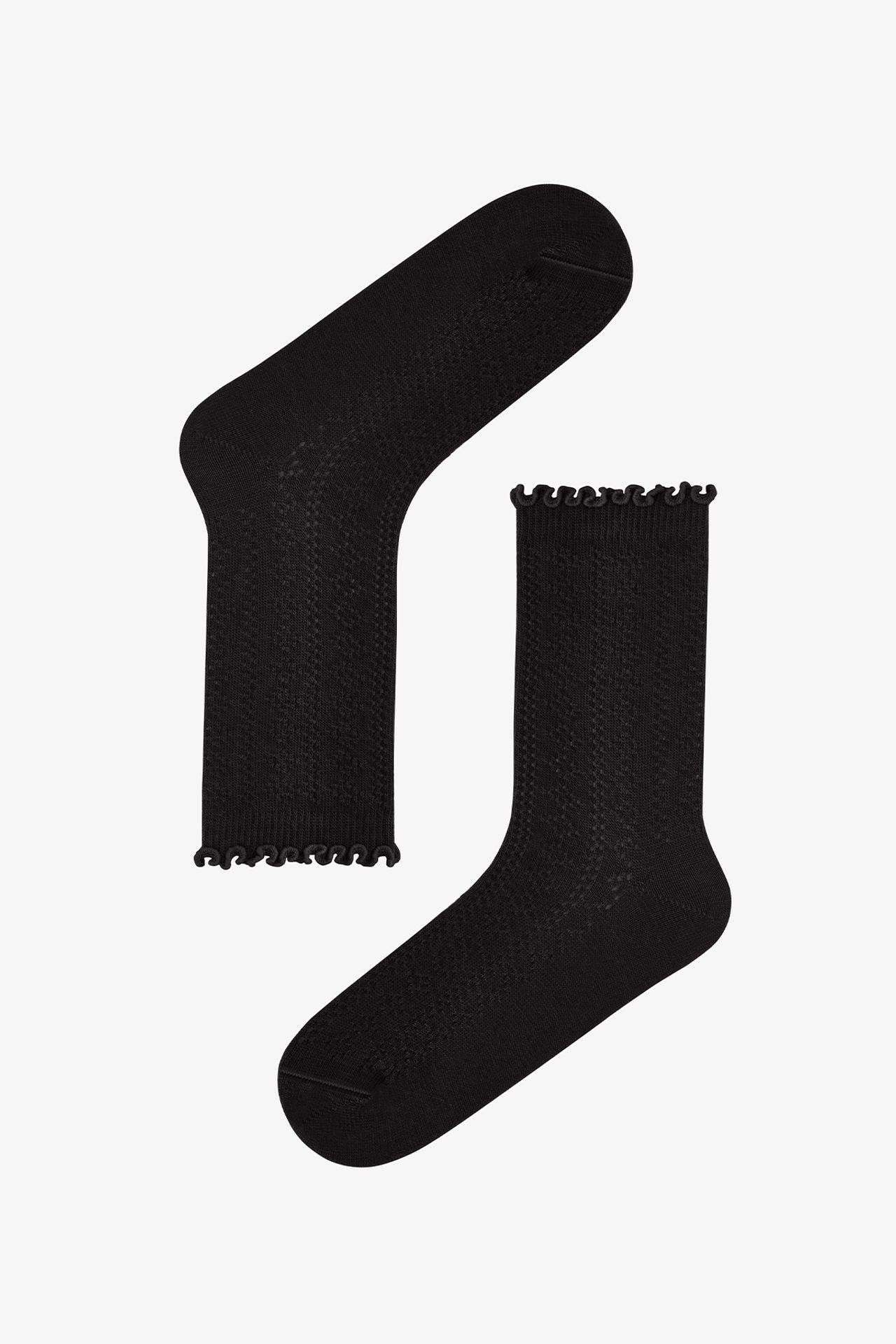 PENTI Ruffled Knit Cotton Pair Crew Socks 3