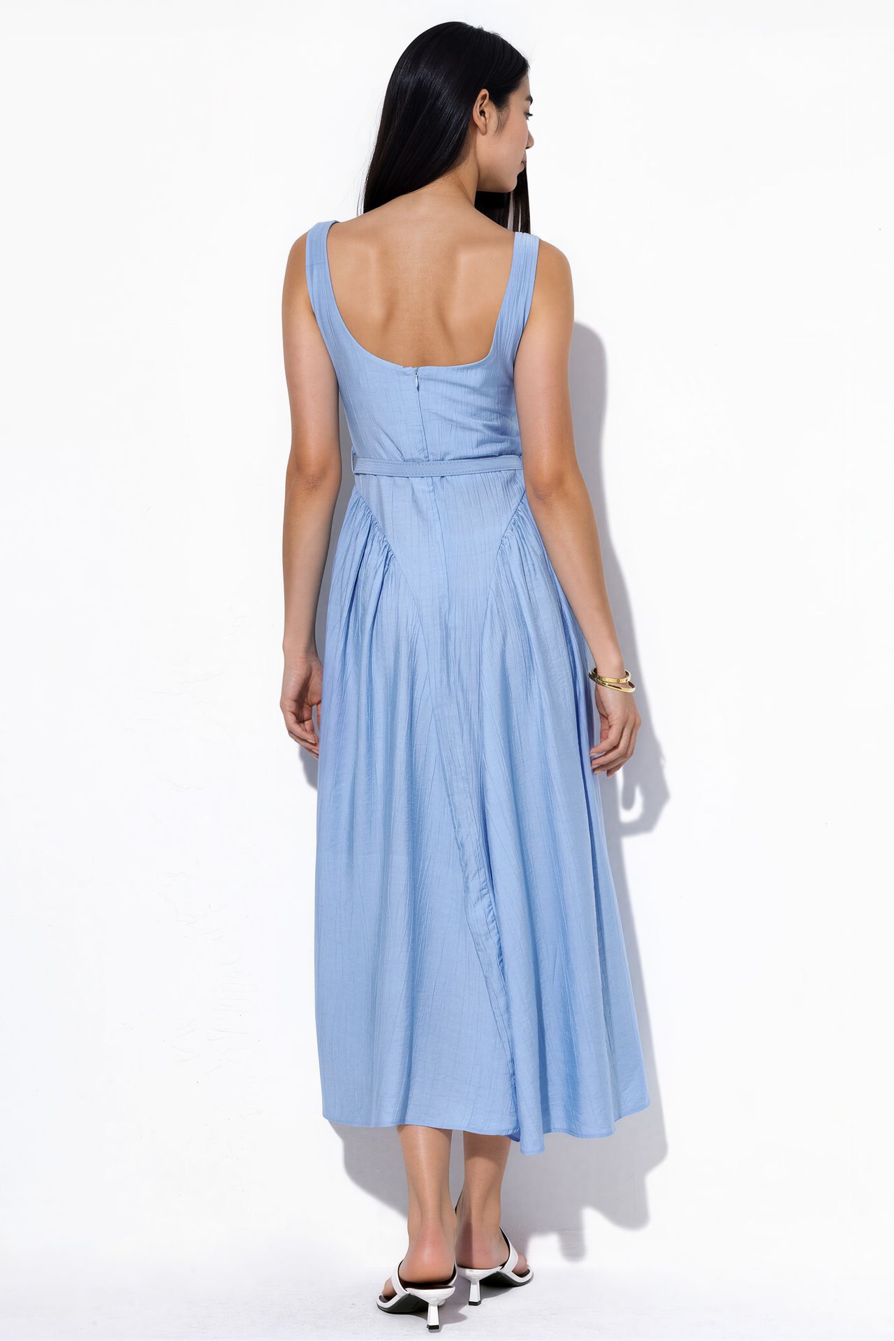 BUSEM Square Collar Belted Midi Dress 3