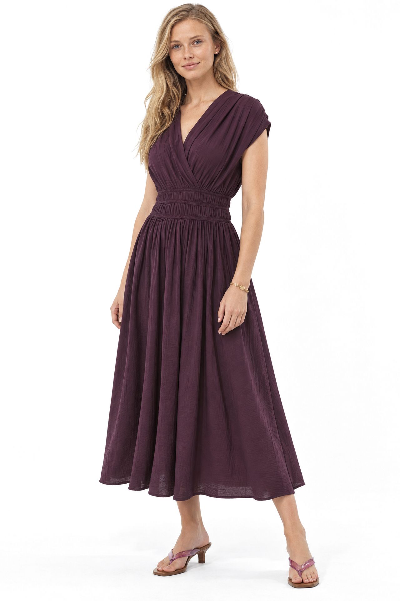 BUSEM Textured V-Neck Midi Dress 2