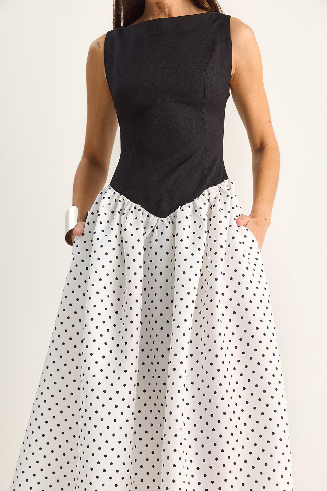 LUCCI Women's Polka Dot Maxi Dress With Pocket