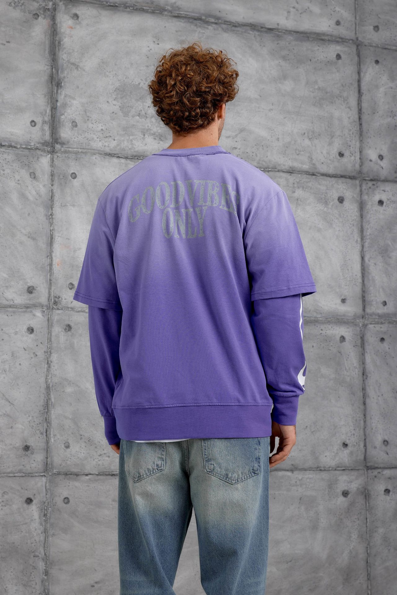 NOMARC Baskılı Geniş Kesim Bisiklet Yaka Sweatshirt 3