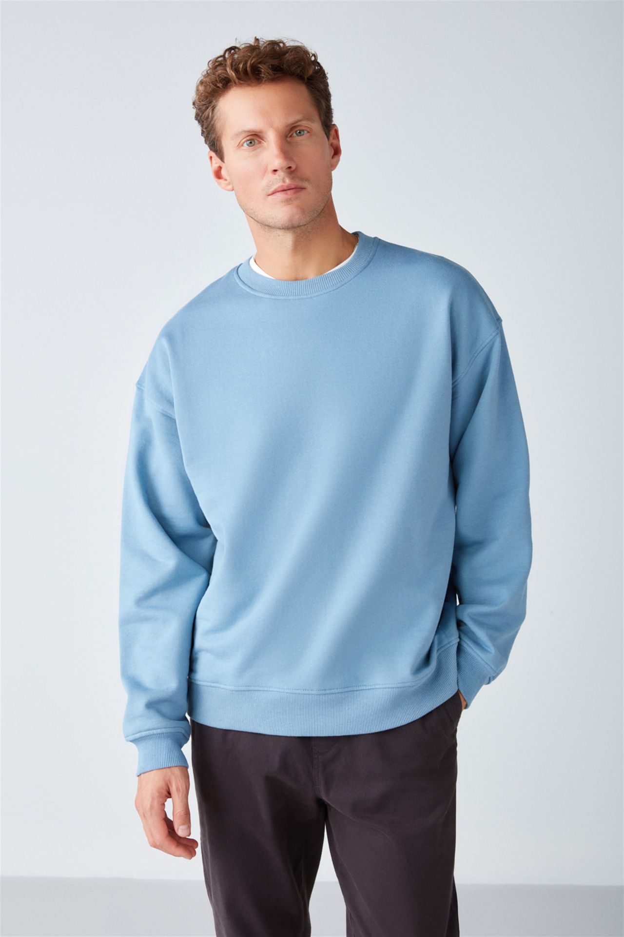 GRIMELANGE Bol Kesim Fitilli Bisiklet Yaka Sweatshirt 4