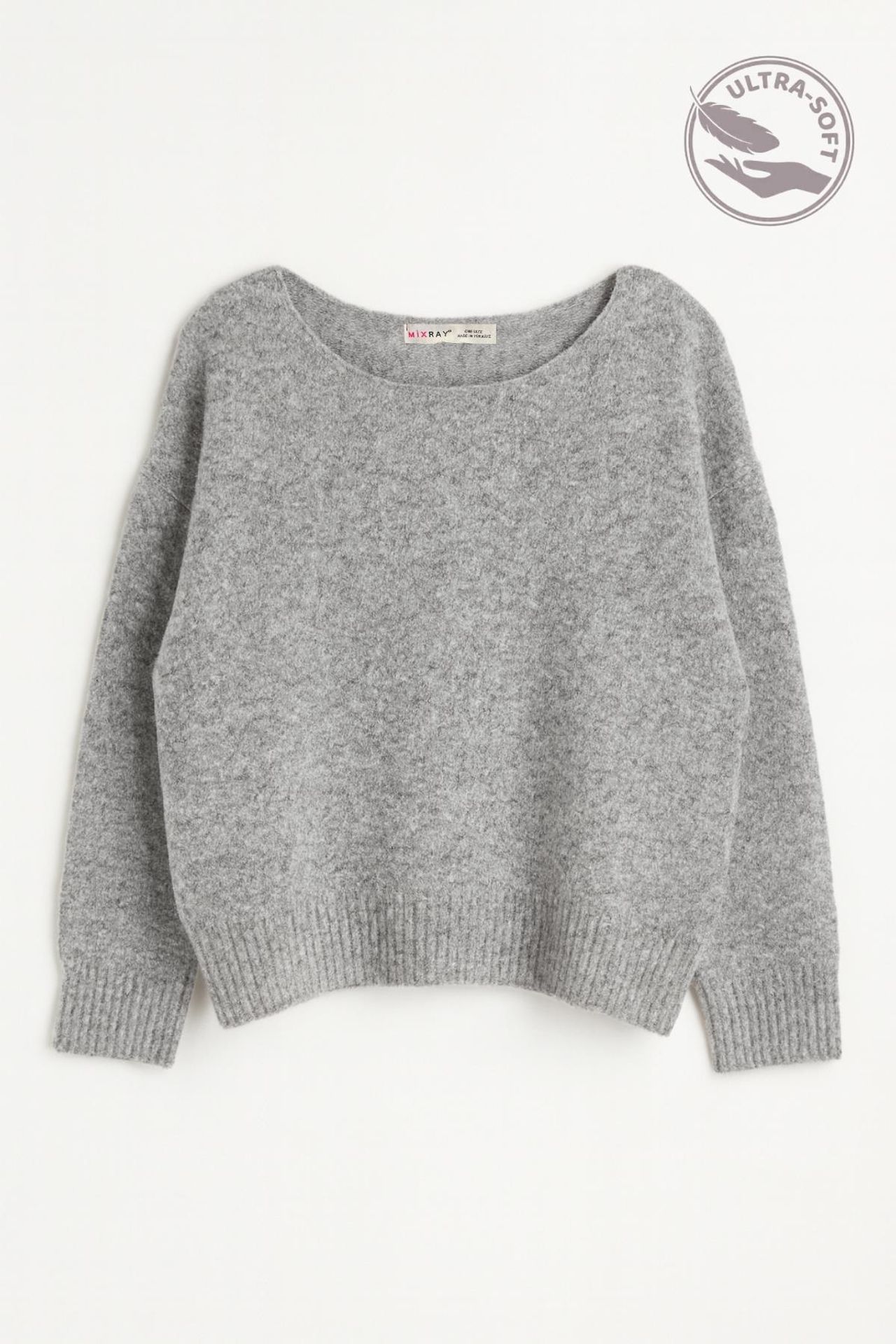 MIXRAY Oversized Boat Neck Knit Sweater 3