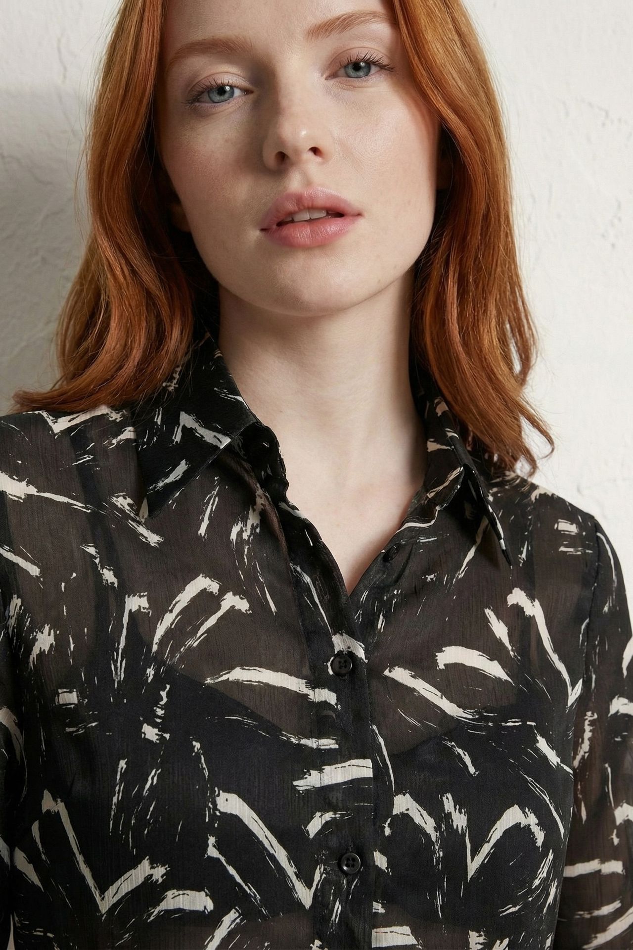 MY FASHION Abstract Print Button-Up Shirt 5
