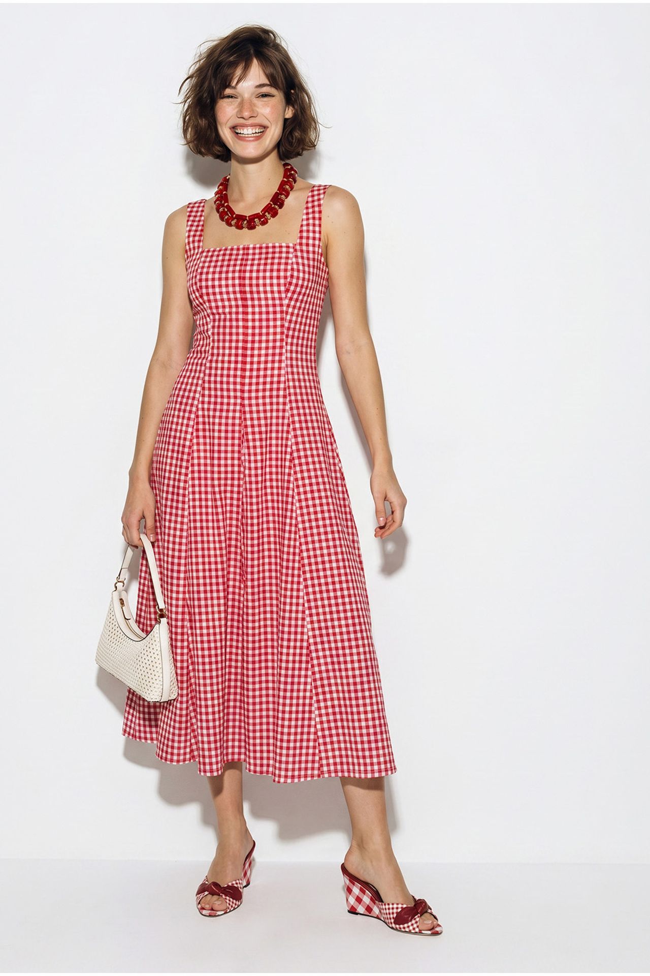 LUCCI Plaid Midi A-Line Dress 4