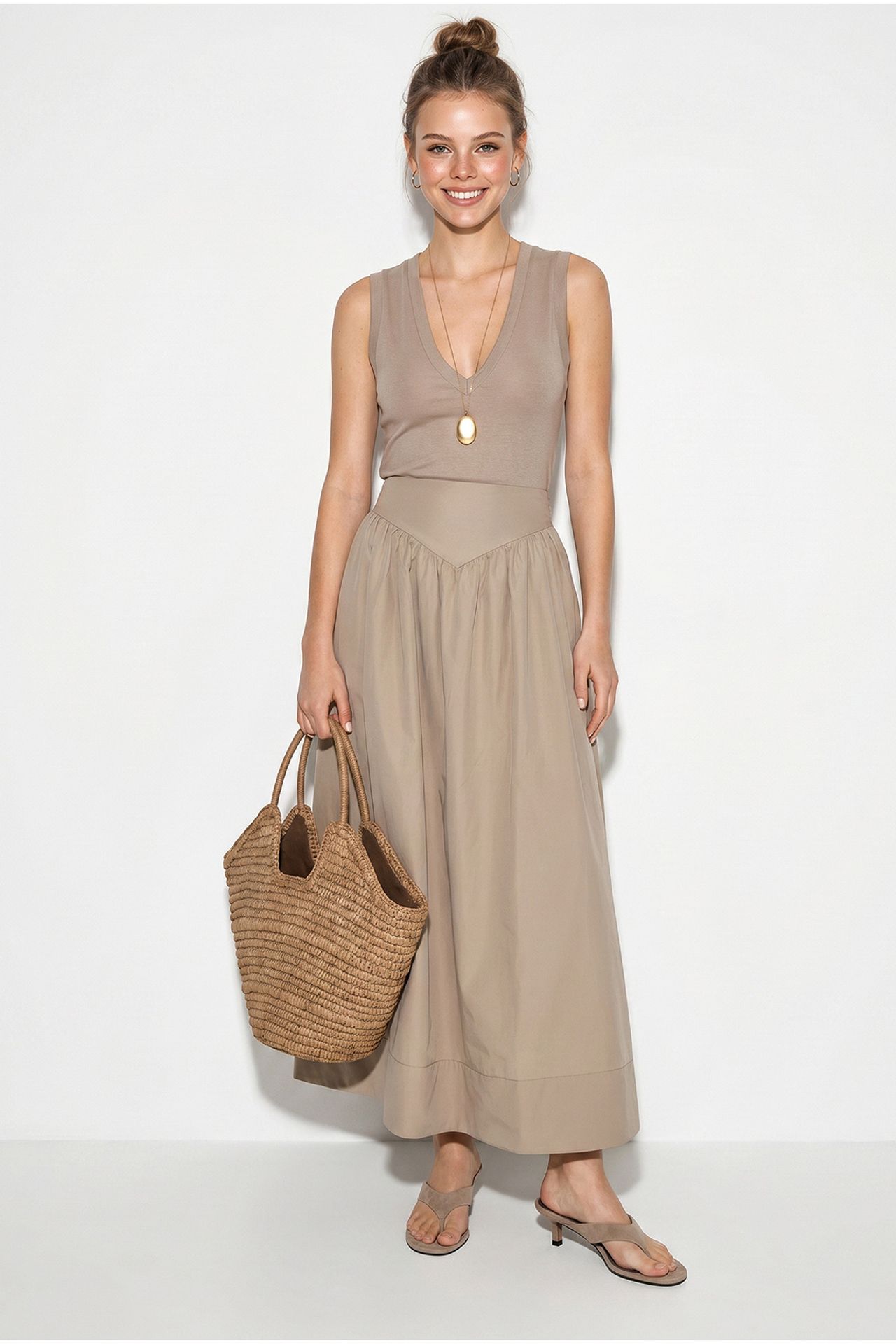 LUCCI High-Waist Maxi Skater Skirt 3