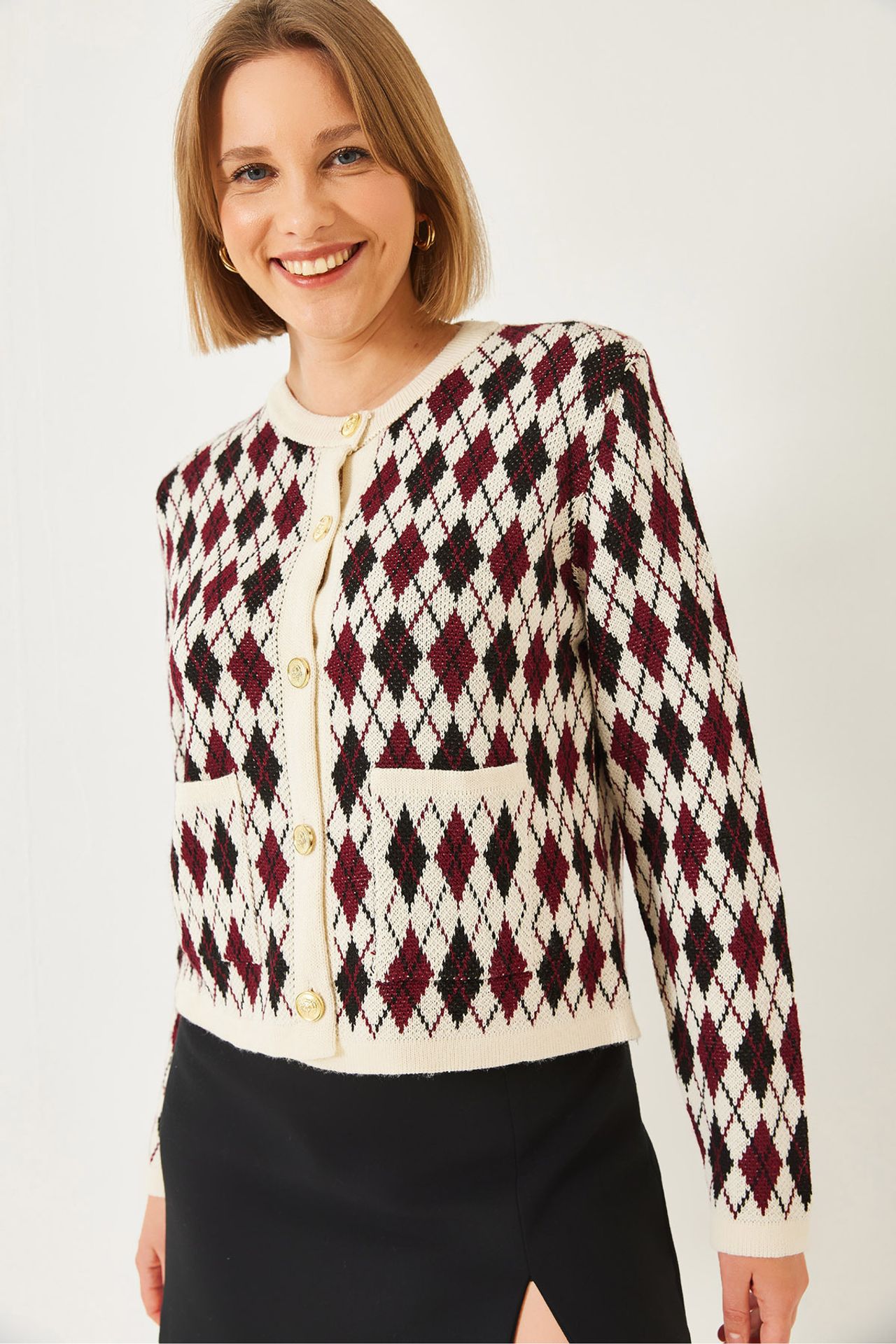 LUCCI Jacquard Knitwear Cardigan with Pockets 5
