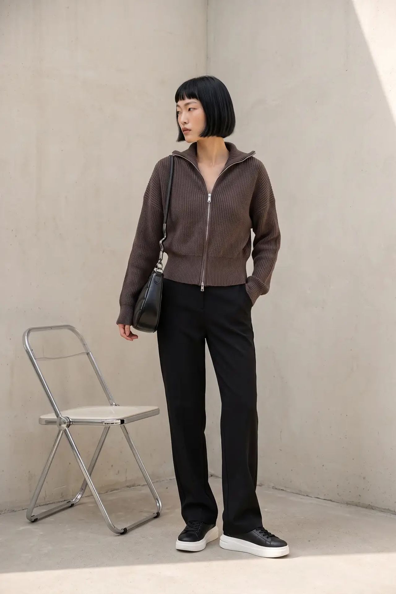 MY FASHION Açık Ön Basit Örgü Hırka 2