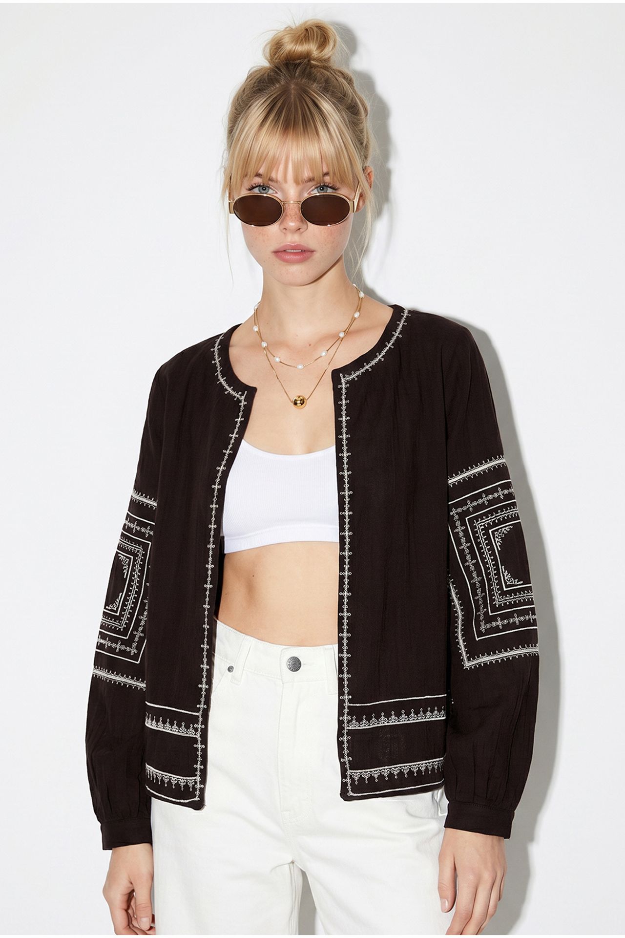 LUCCI Embroidered Crew Neck Casual Jacket 2
