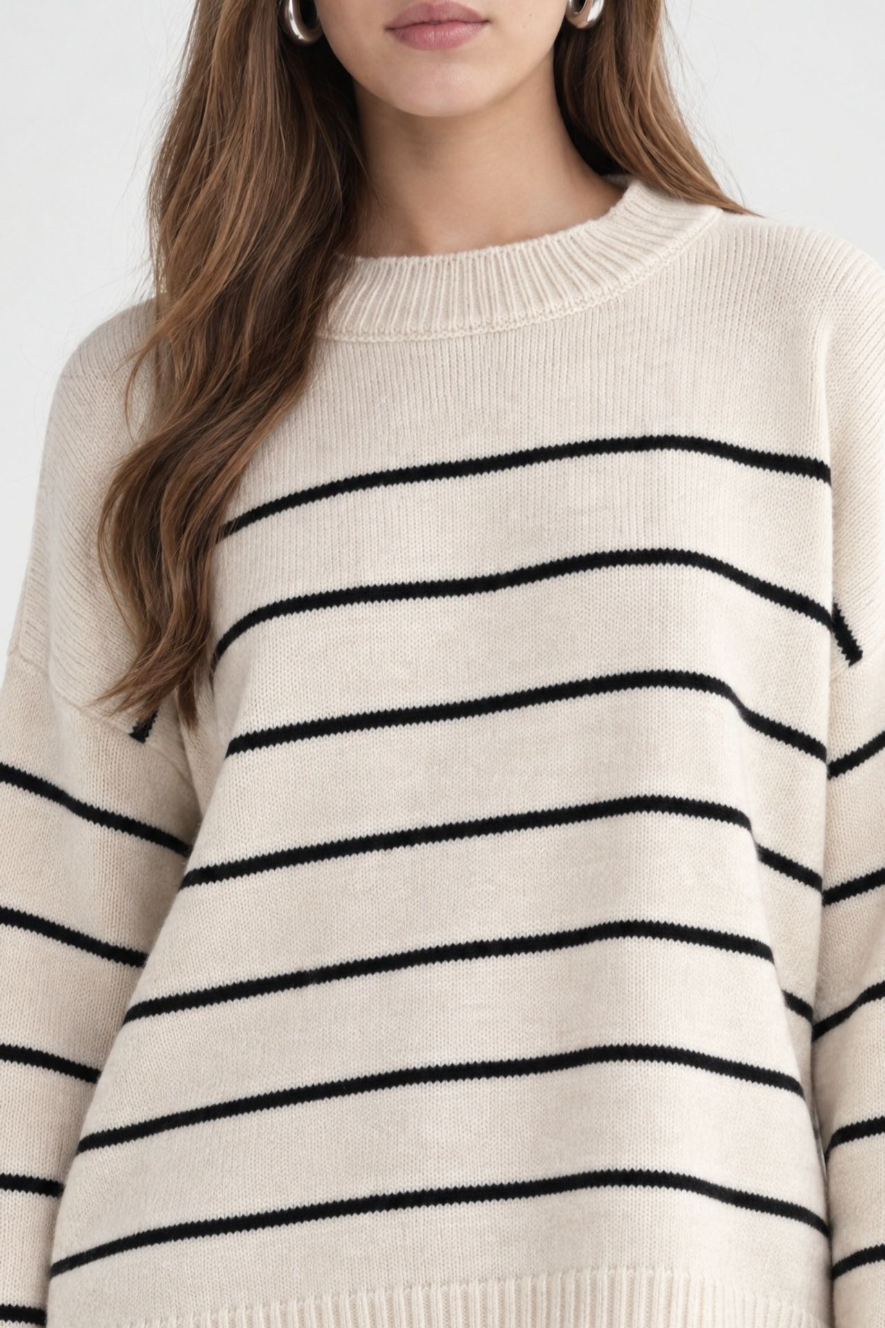 Striped Crew Neck Relaxed Knit Pullover Sweater 3