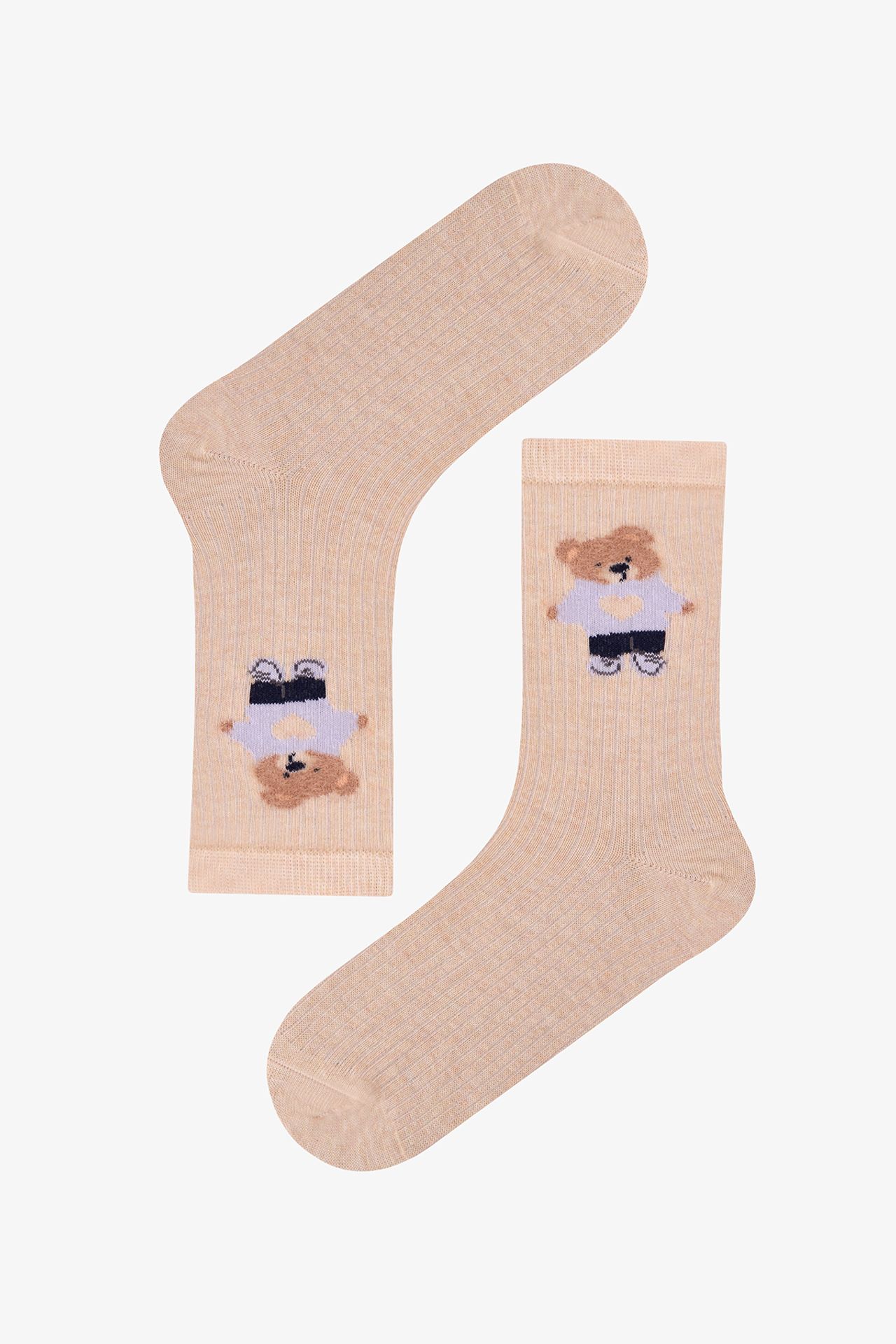 PENTI Rose Heart Bear Cotton Pair Crew Socks 3