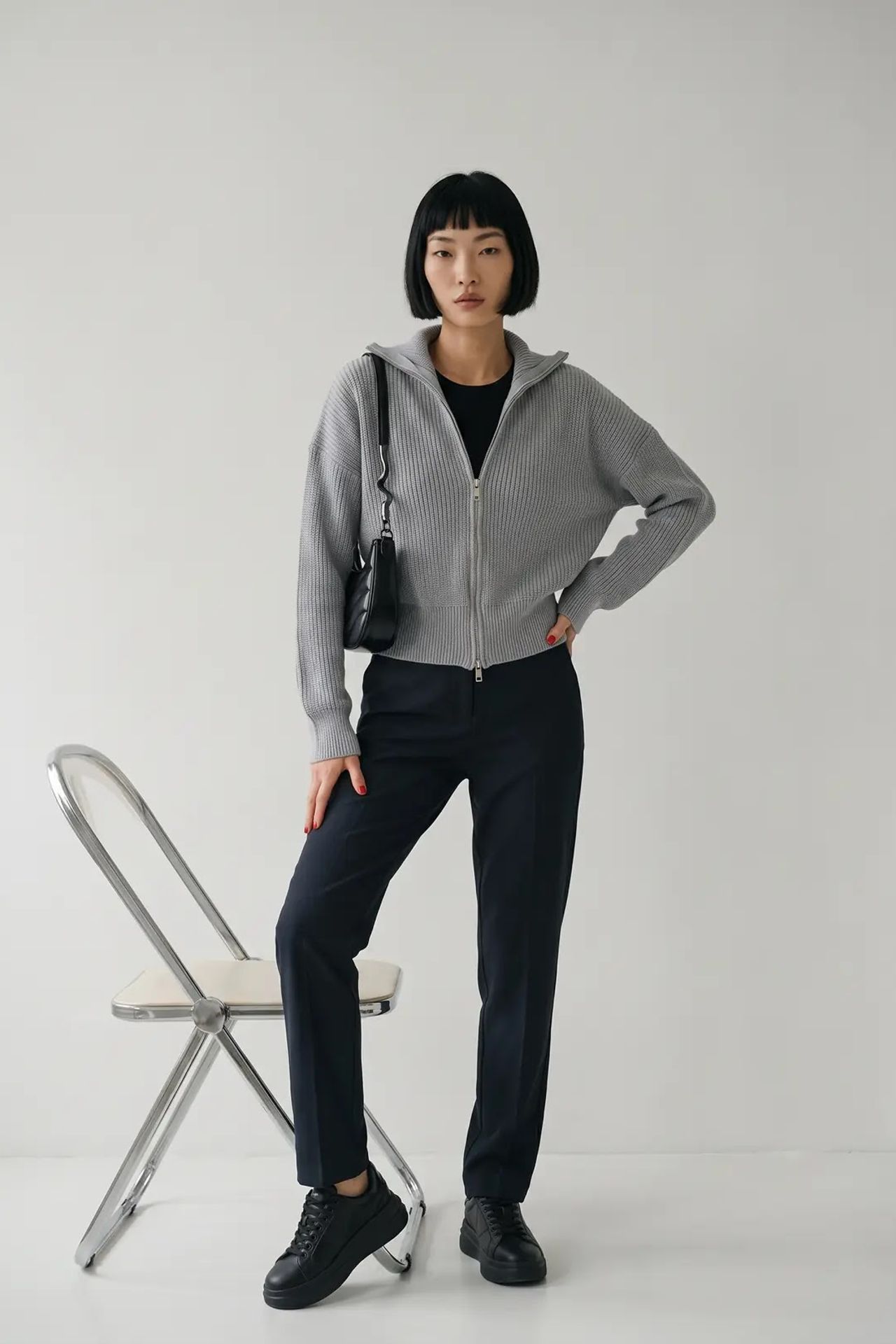 MY FASHION Açık Ön Basit Örgü Hırka 1