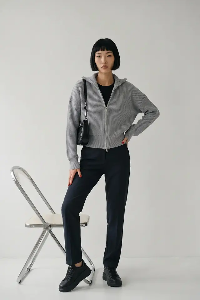 MY FASHION Açık Ön Basit Örgü Hırka