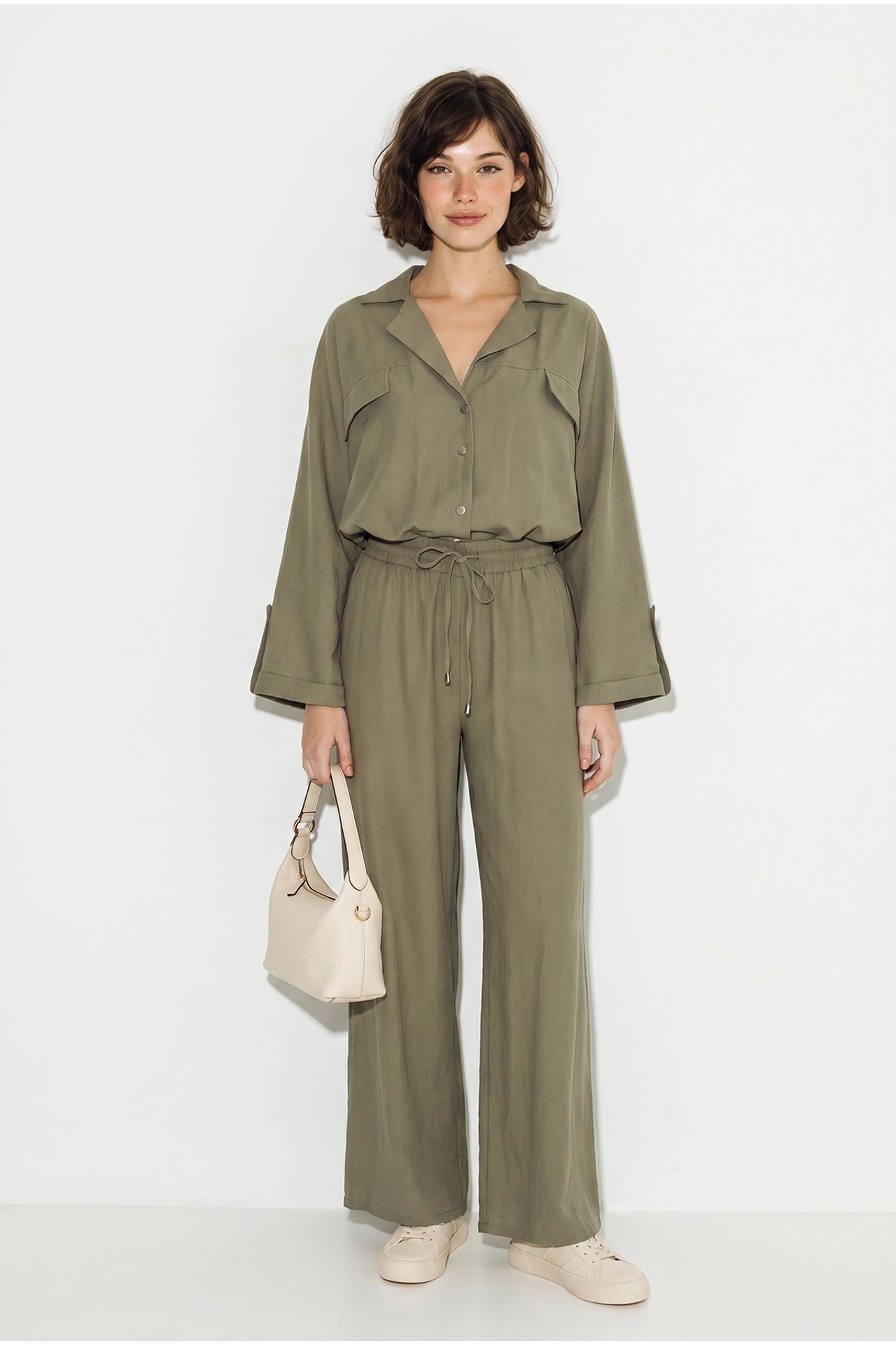 LUCCI Two-Piece Crepe Blouse And Wide-Leg Trousers 1