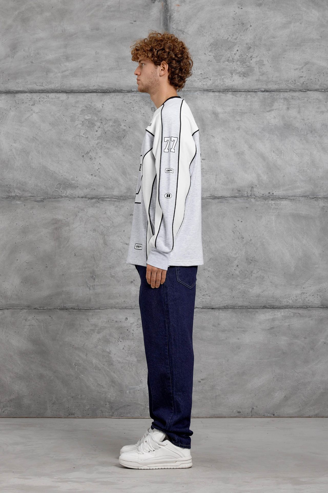 NOMARC Renk bloklu geniş kalıp bisiklet yaka sweatshirt 5