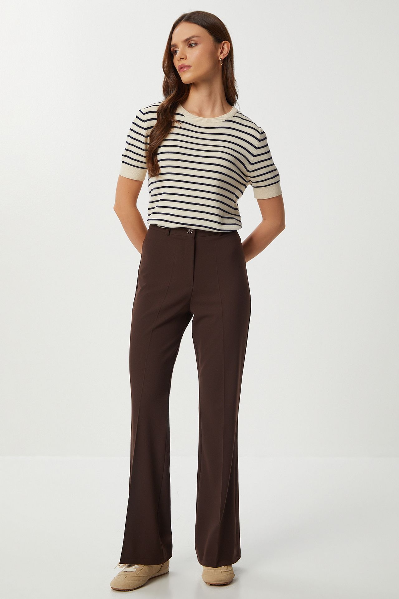ISTANBUL High Waist Flare Pants with Zipper 2