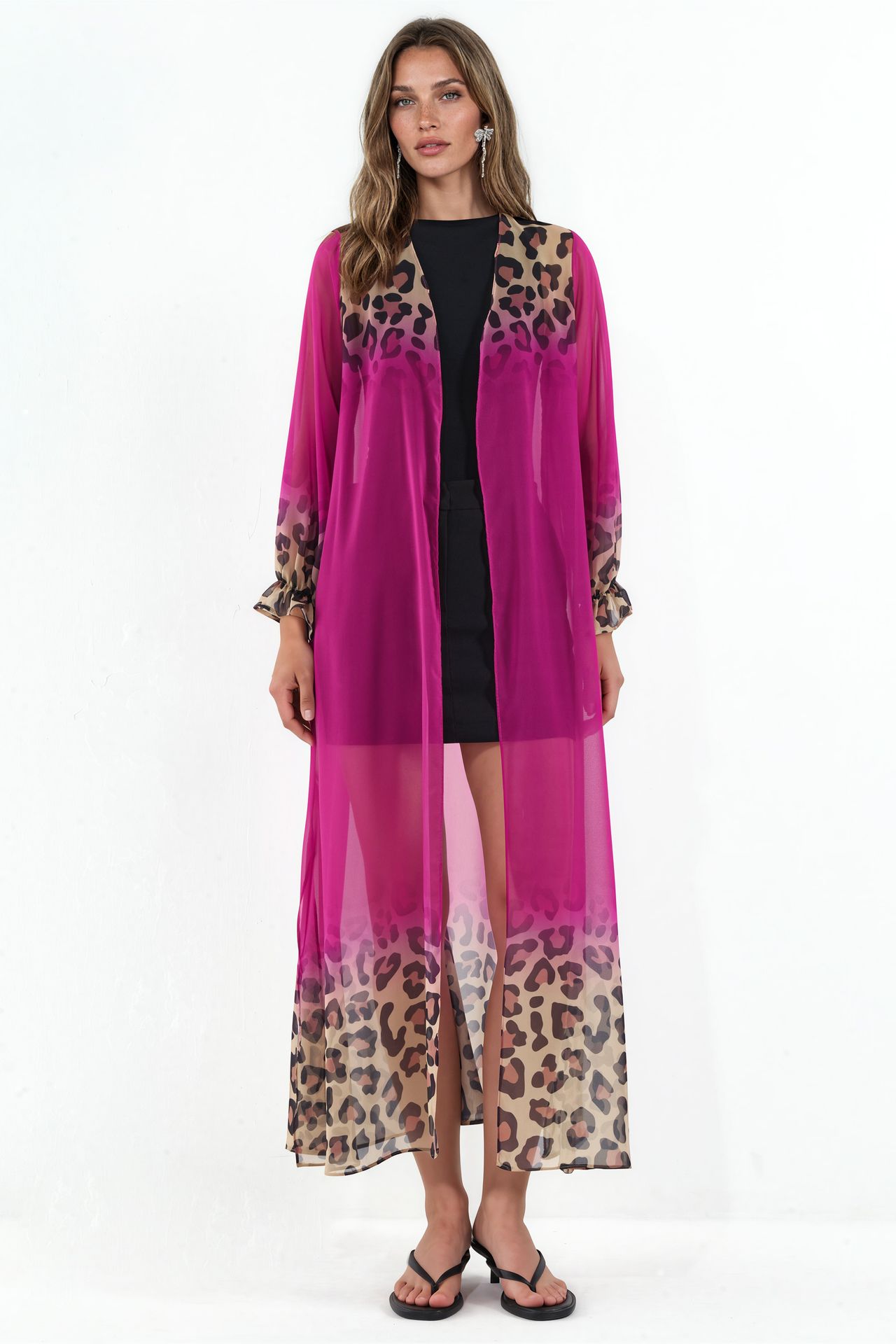 MSN Printed Maxi Chiffon Belted Cover-Up