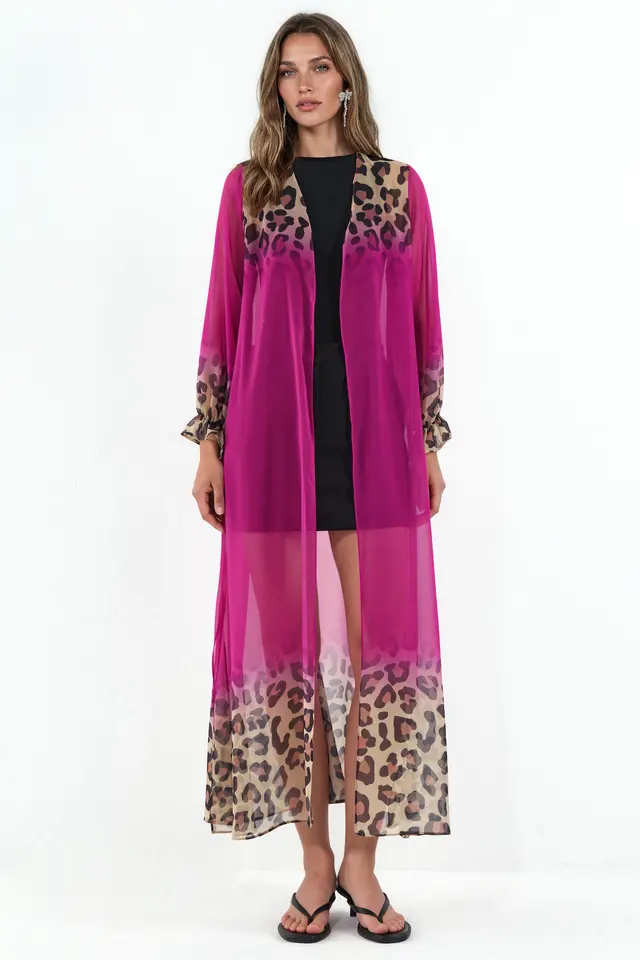 MSN Printed Maxi Chiffon Belted Cover-Up