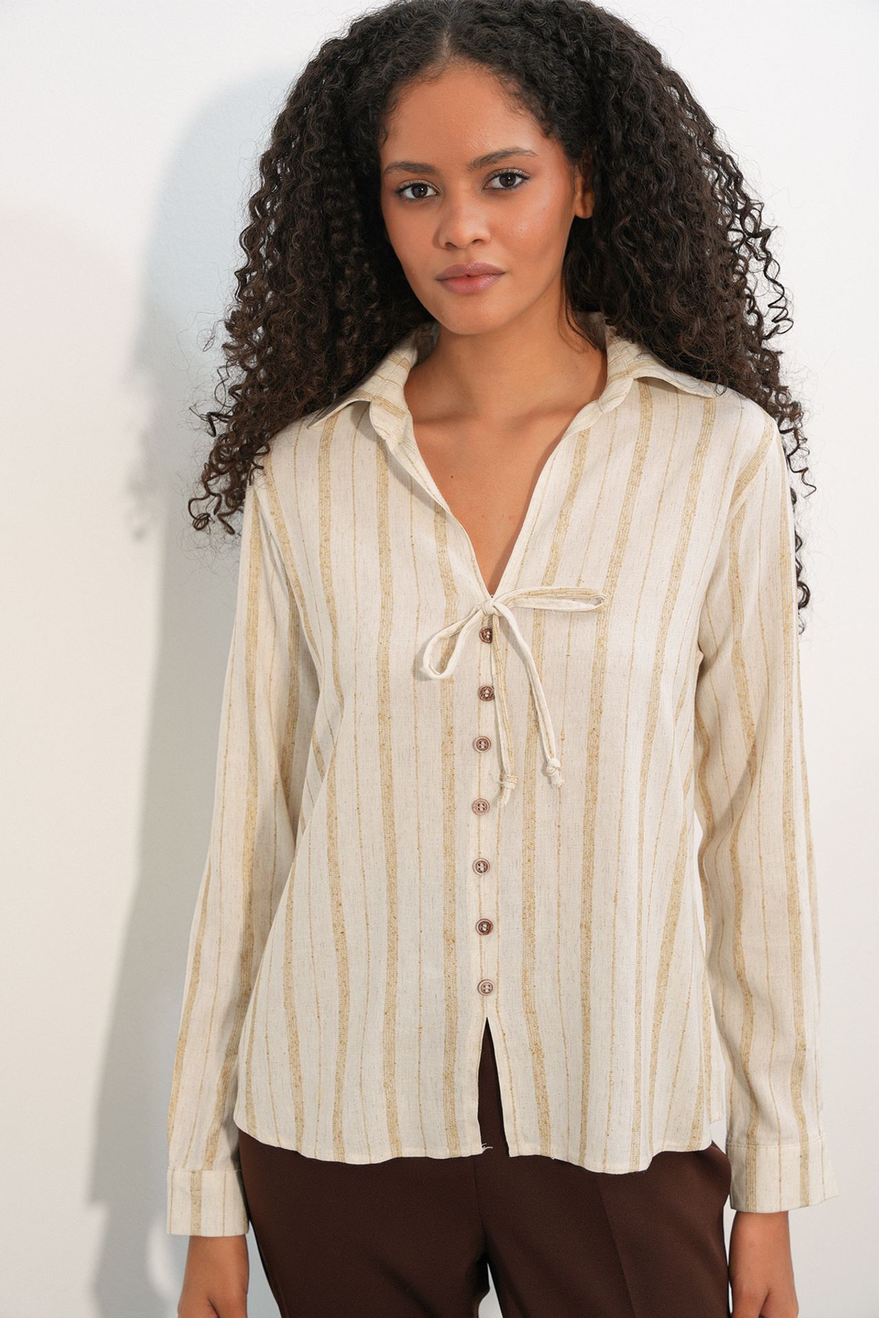 BDART Striped Linen Blend Shirt With Tie Detail 5