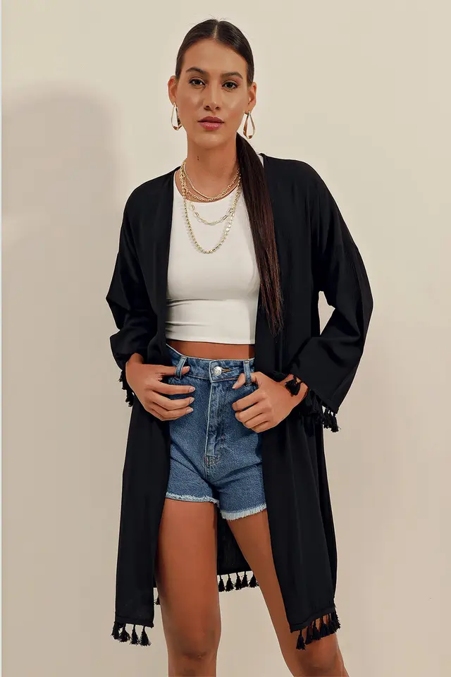 BDART Midi Beach Kimono with Pompom Detail