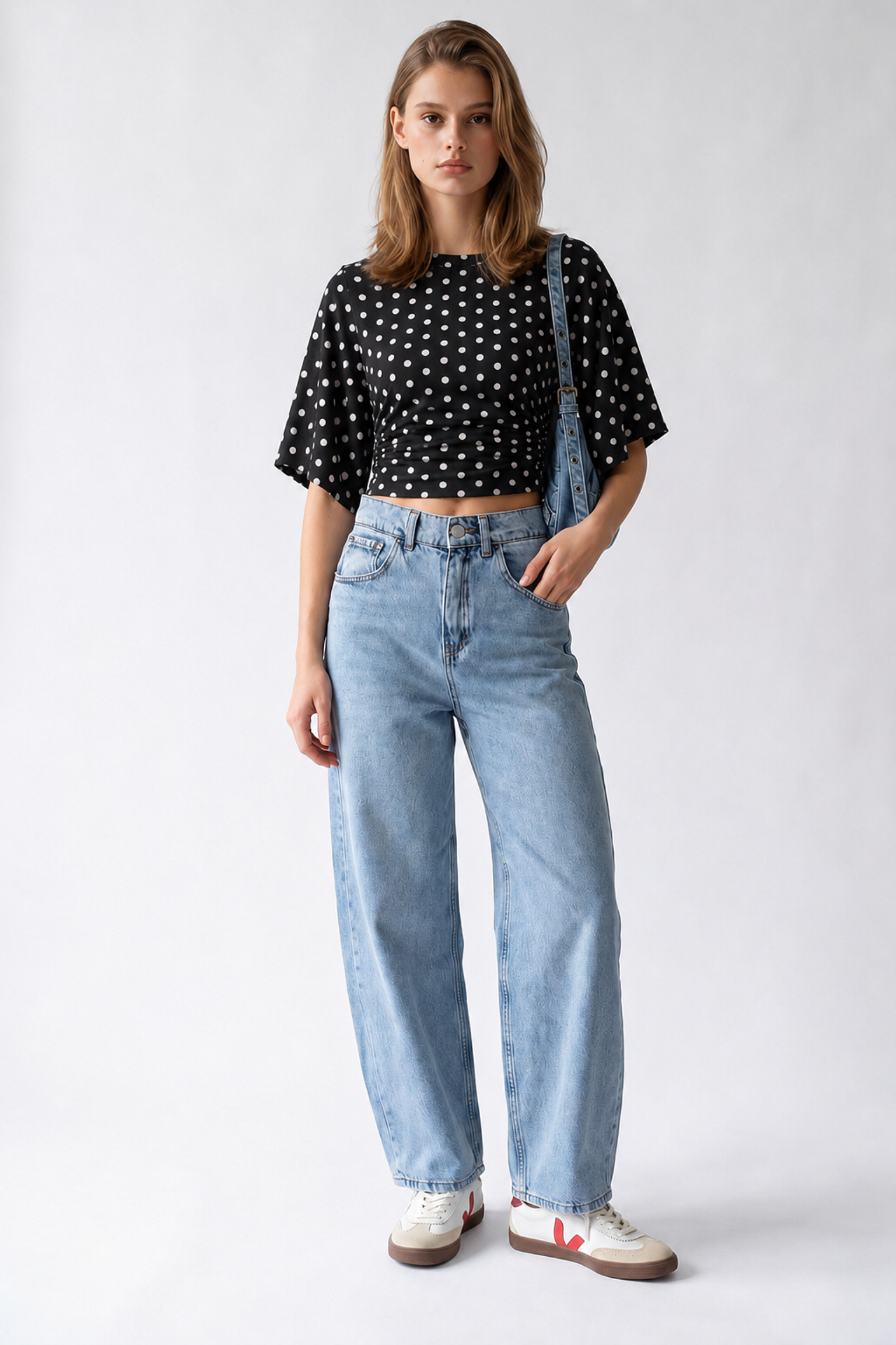 MIXRAY High-Waist Wide-Leg Cotton Denim Jeans