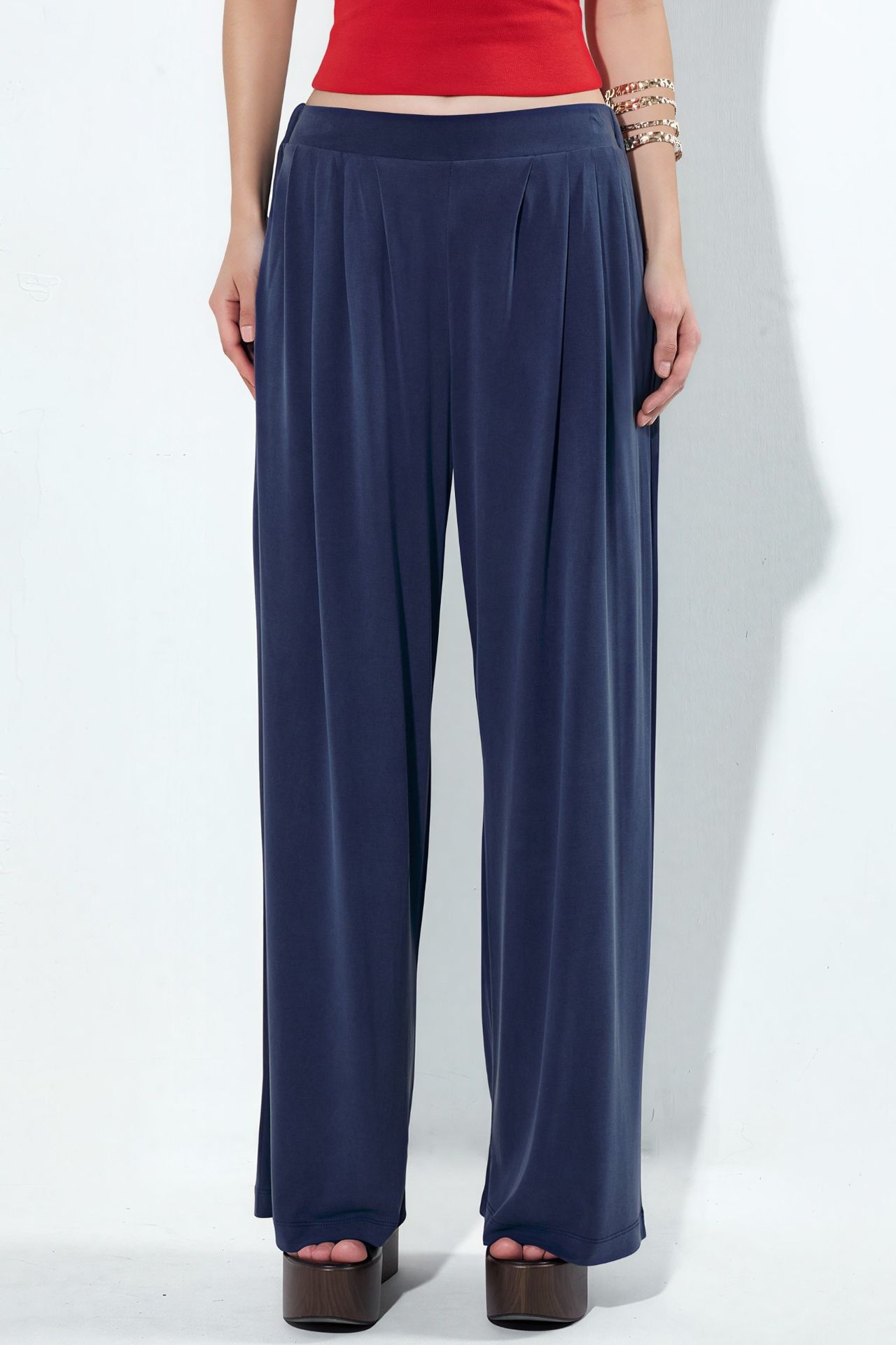 BUSEM Pleated Wide Leg Pants with Pockets