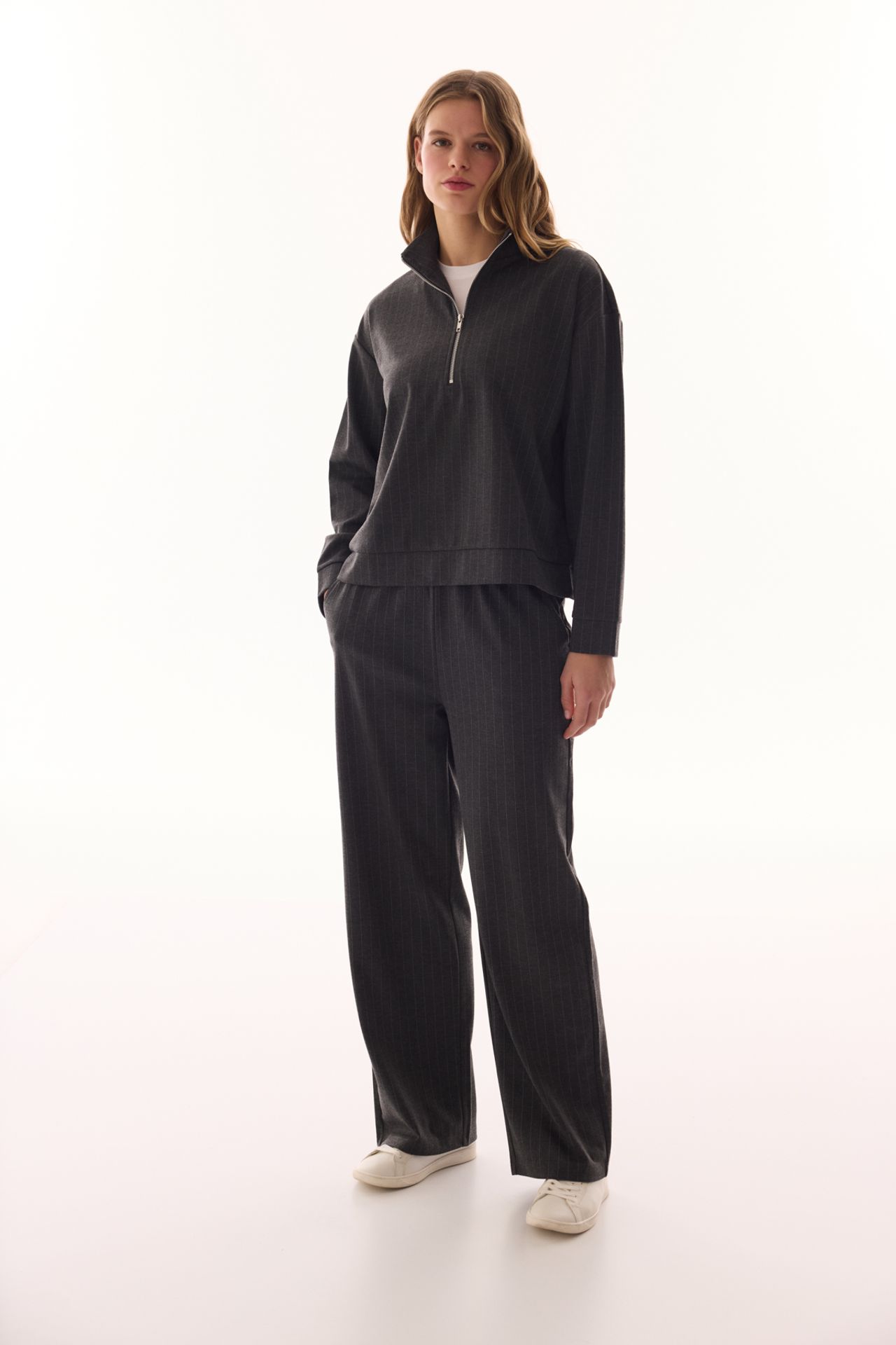PENTI Half-Zip Striped Polo-Neck Sweatshirt 5