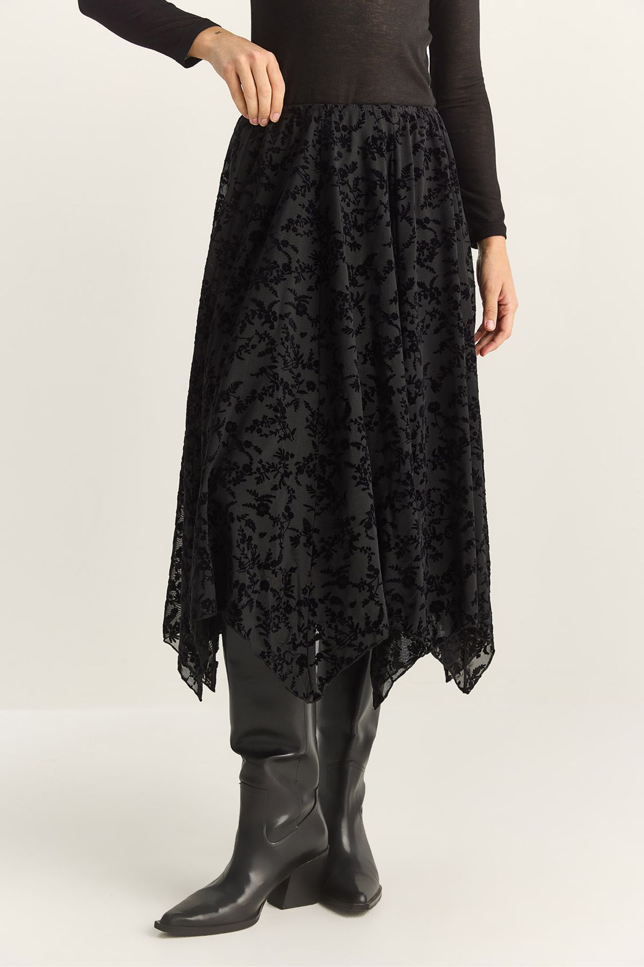 LUCCI High Waist Asymmetric Midi Skirt 6