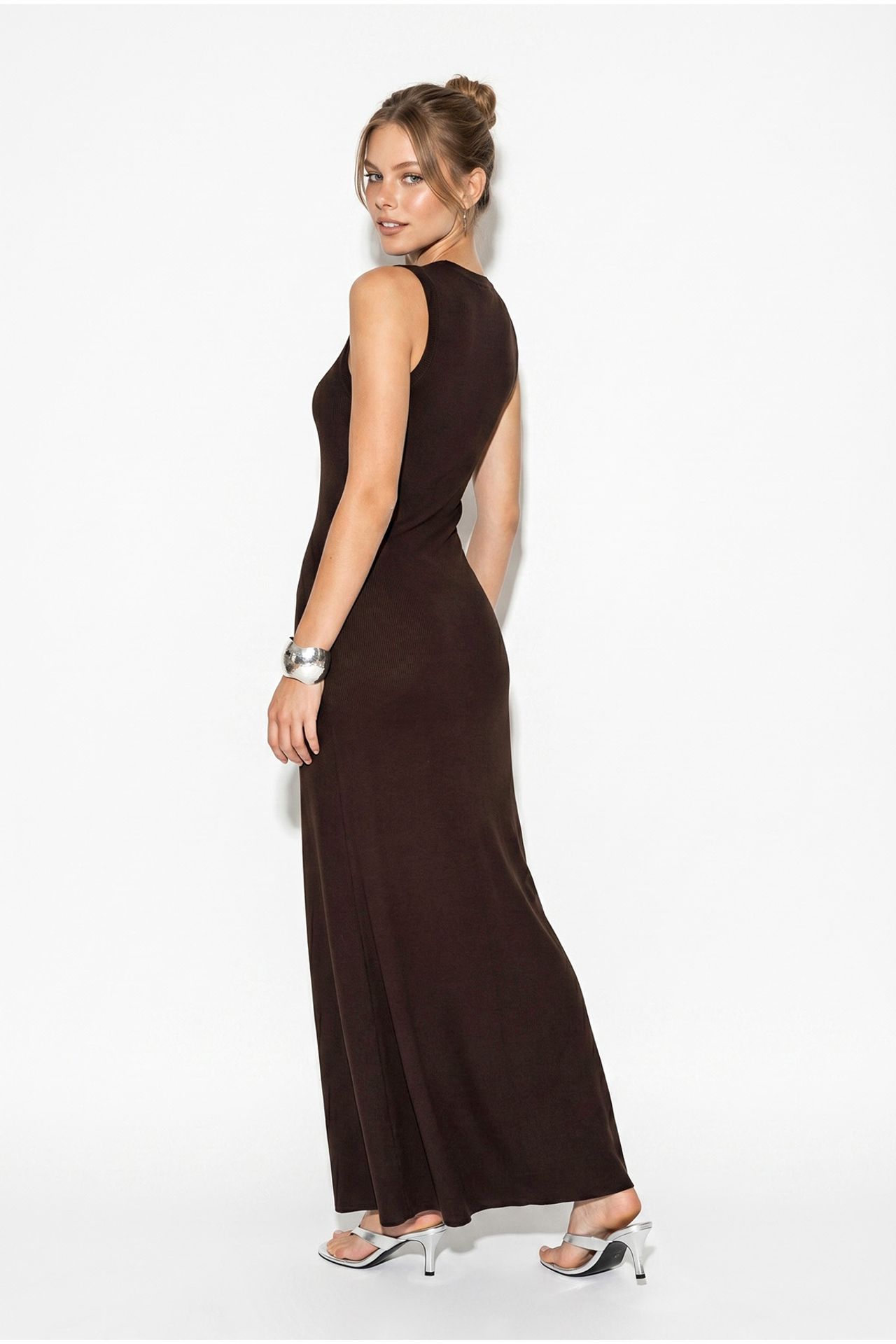 LUCCI Kolsuz Fitilli Bodycon Maxi Elbise 5