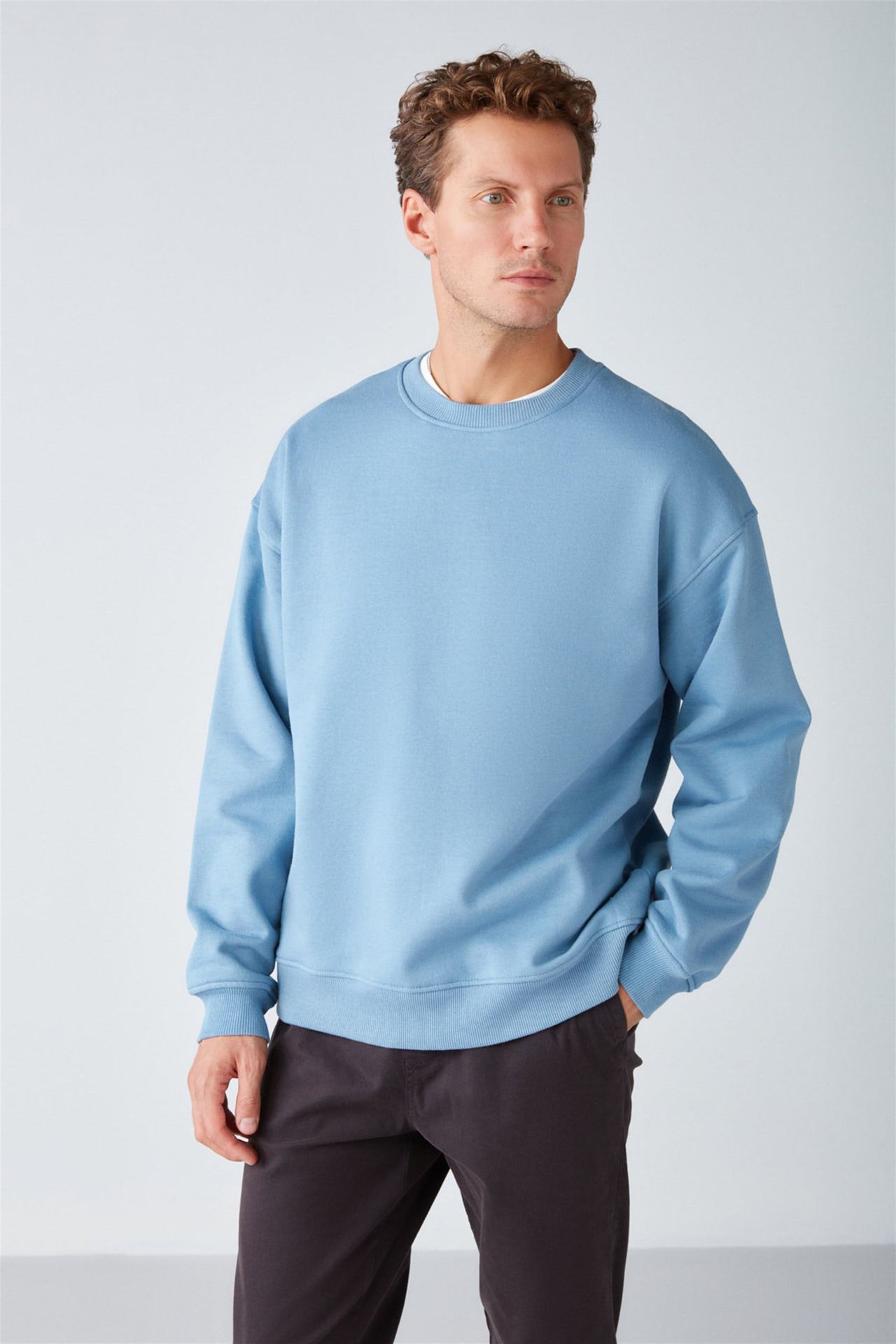 GRIMELANGE Bol Kesim Fitilli Bisiklet Yaka Sweatshirt 1