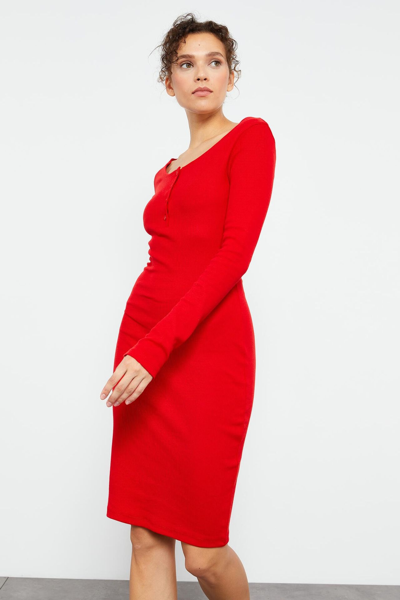 TOMMY Bodycon Midi Dress with Crew Neck 2