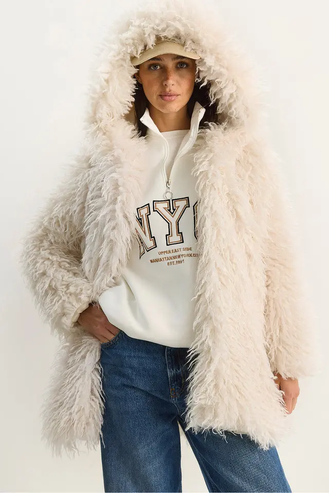 LUCCI Oversize Hooded Faux Fur Jacket