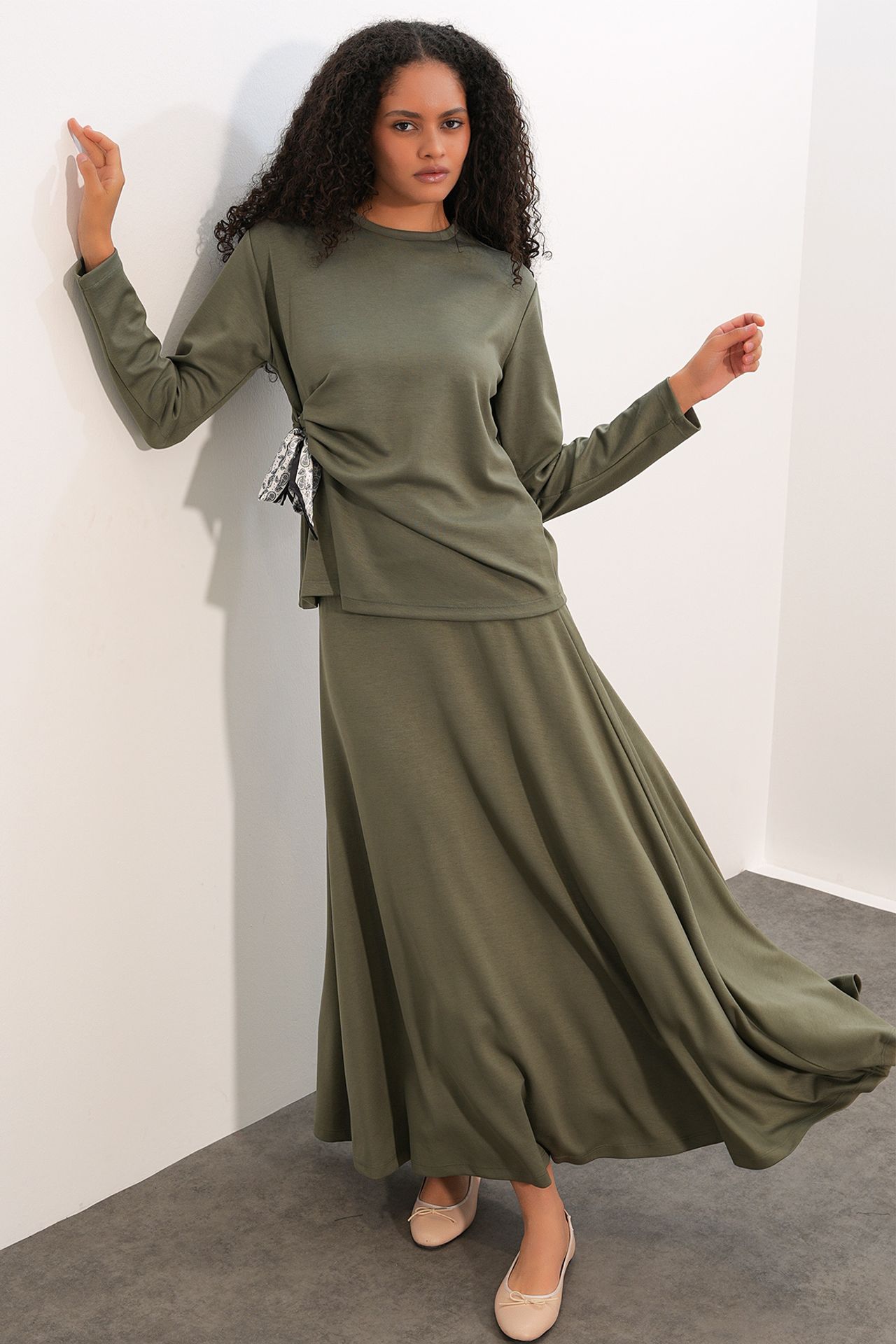 BDART Long Sleeve Blouse And Wide-leg Skirt Coord 4