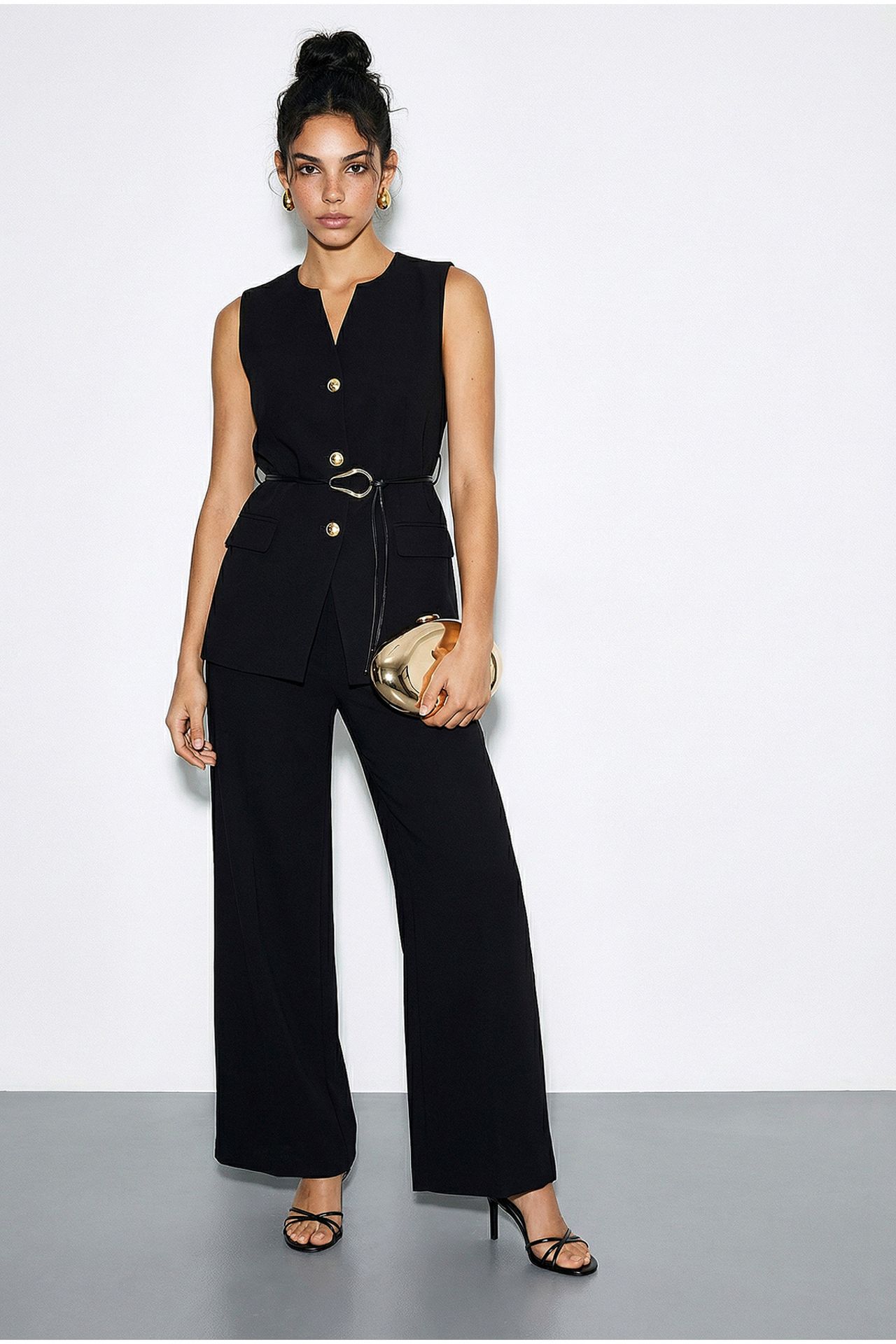 LUCCI High Waist V-Neck Belted Two-Piece Co-ord Set 3