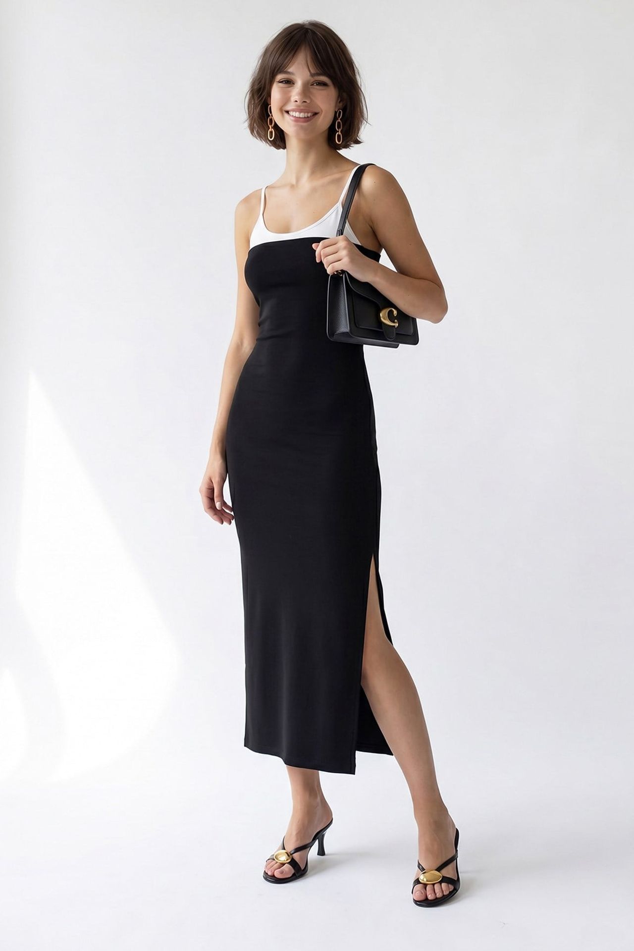 MIXRAY Sleeveless Bodycon Midi Dress With Slit 2