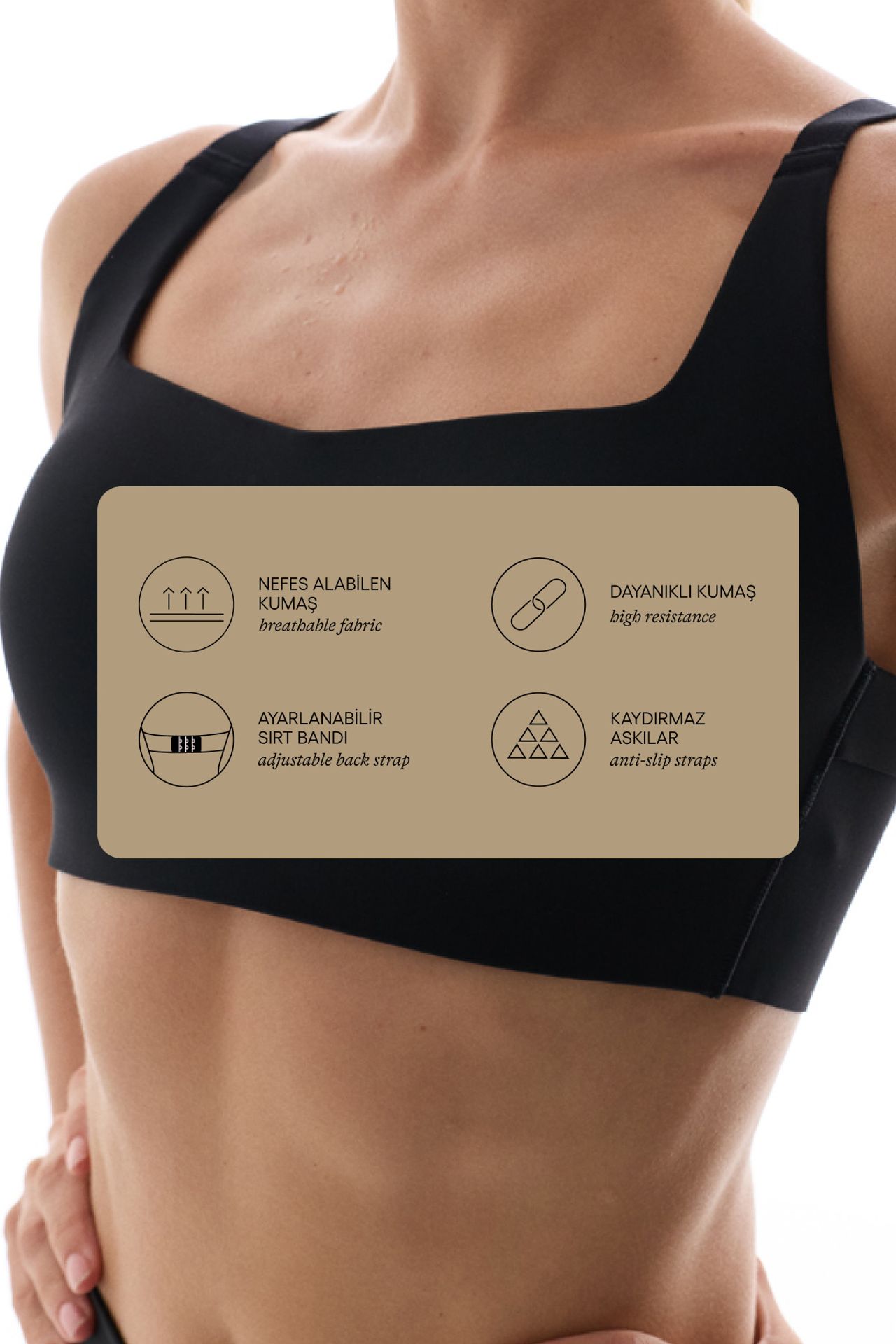 PENTI Medium Support Cross Back Detail Non-Slip Strap Cross Back Sports Bra 2