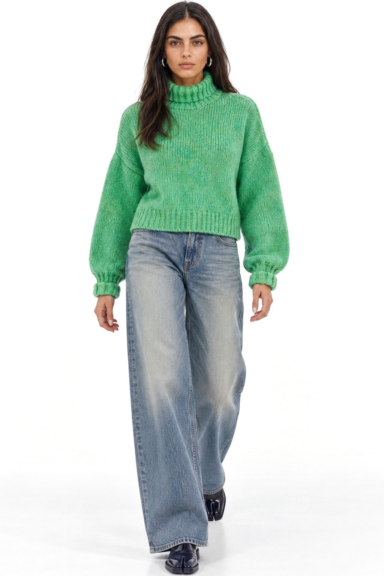 Mixray Thick Turtleneck Textured Crop Sweater 3
