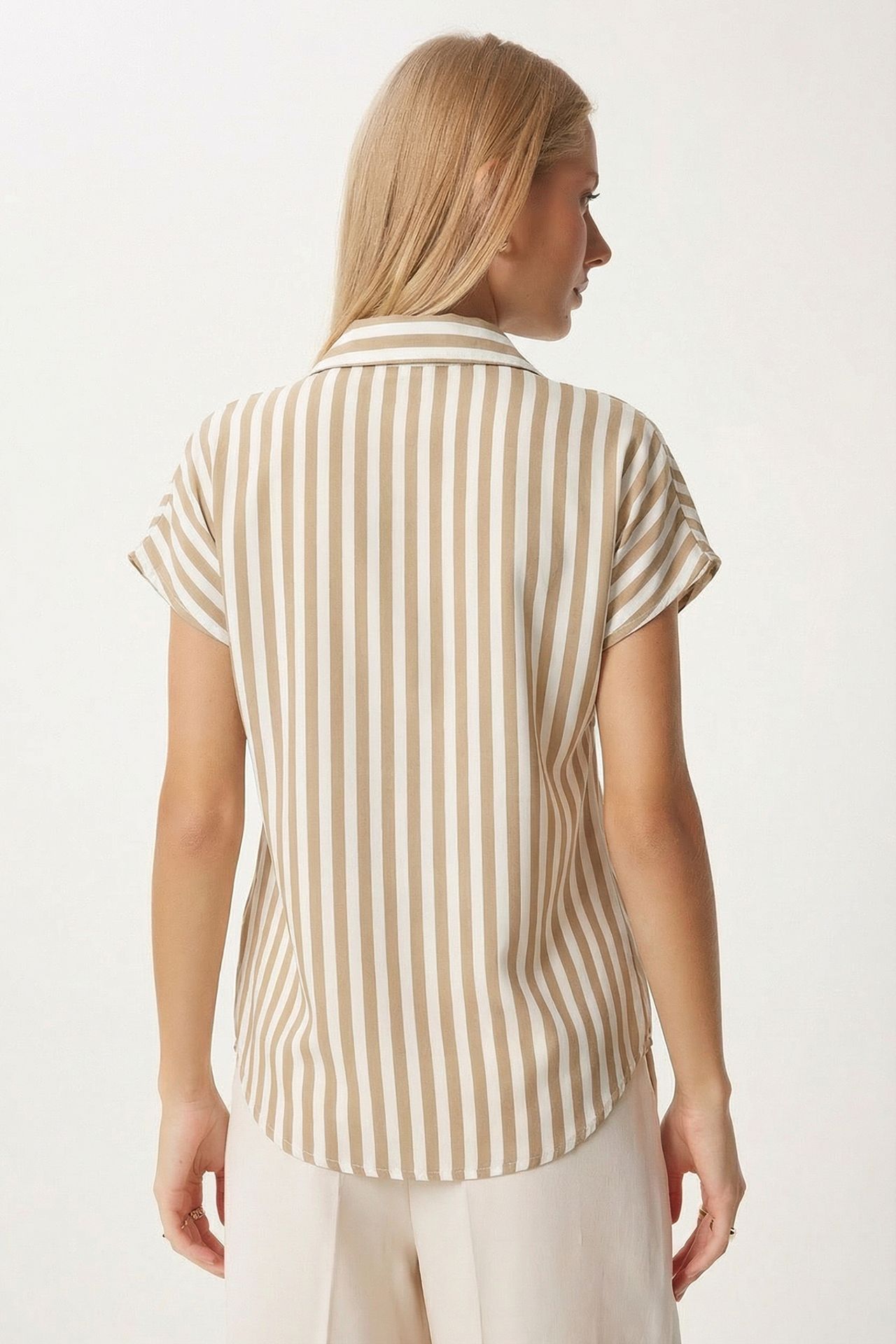 ISTANBUL Striped Viscose Short-Sleeve Shirt