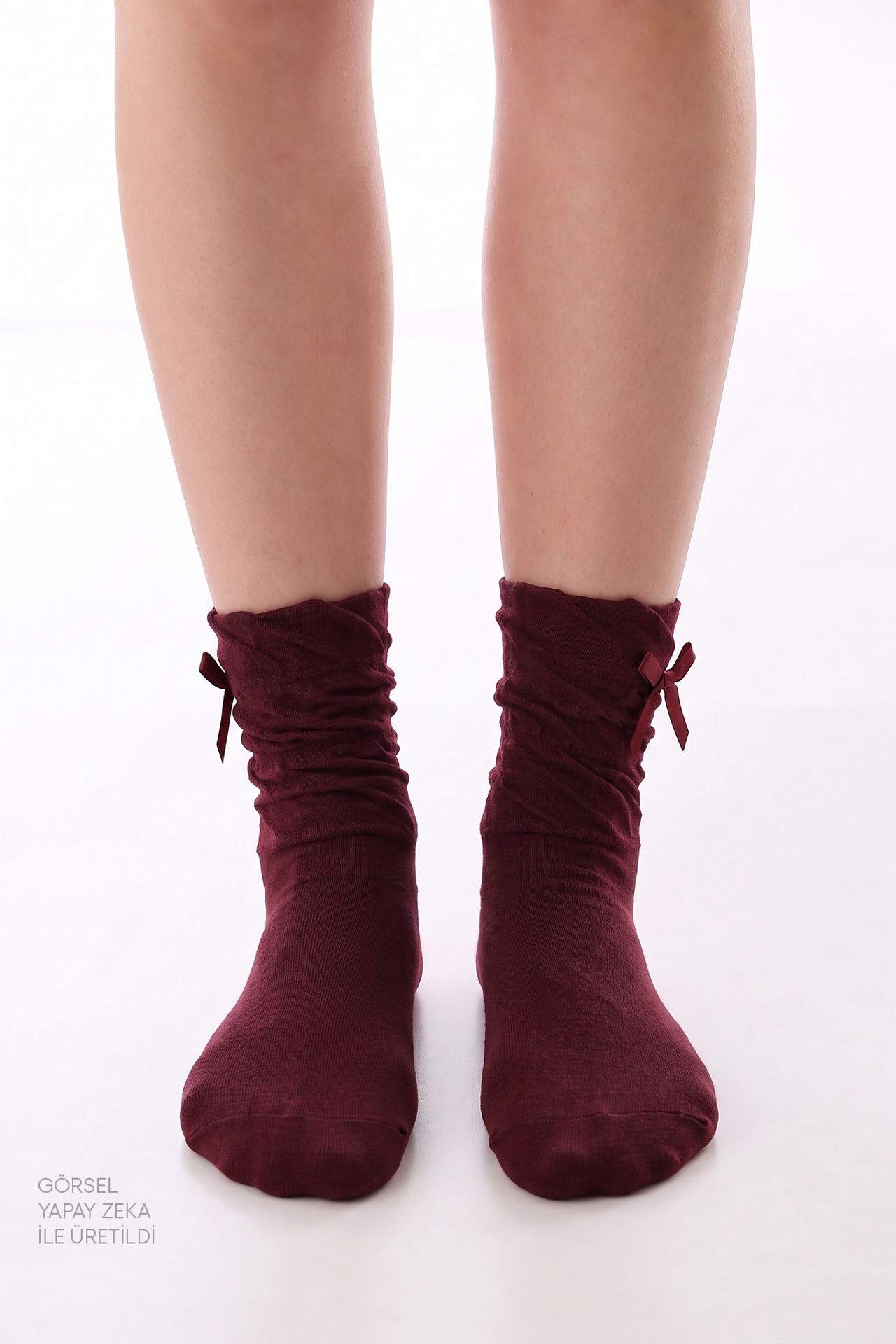 PENTI Draped Ribbon Cotton Ankle Socks 2