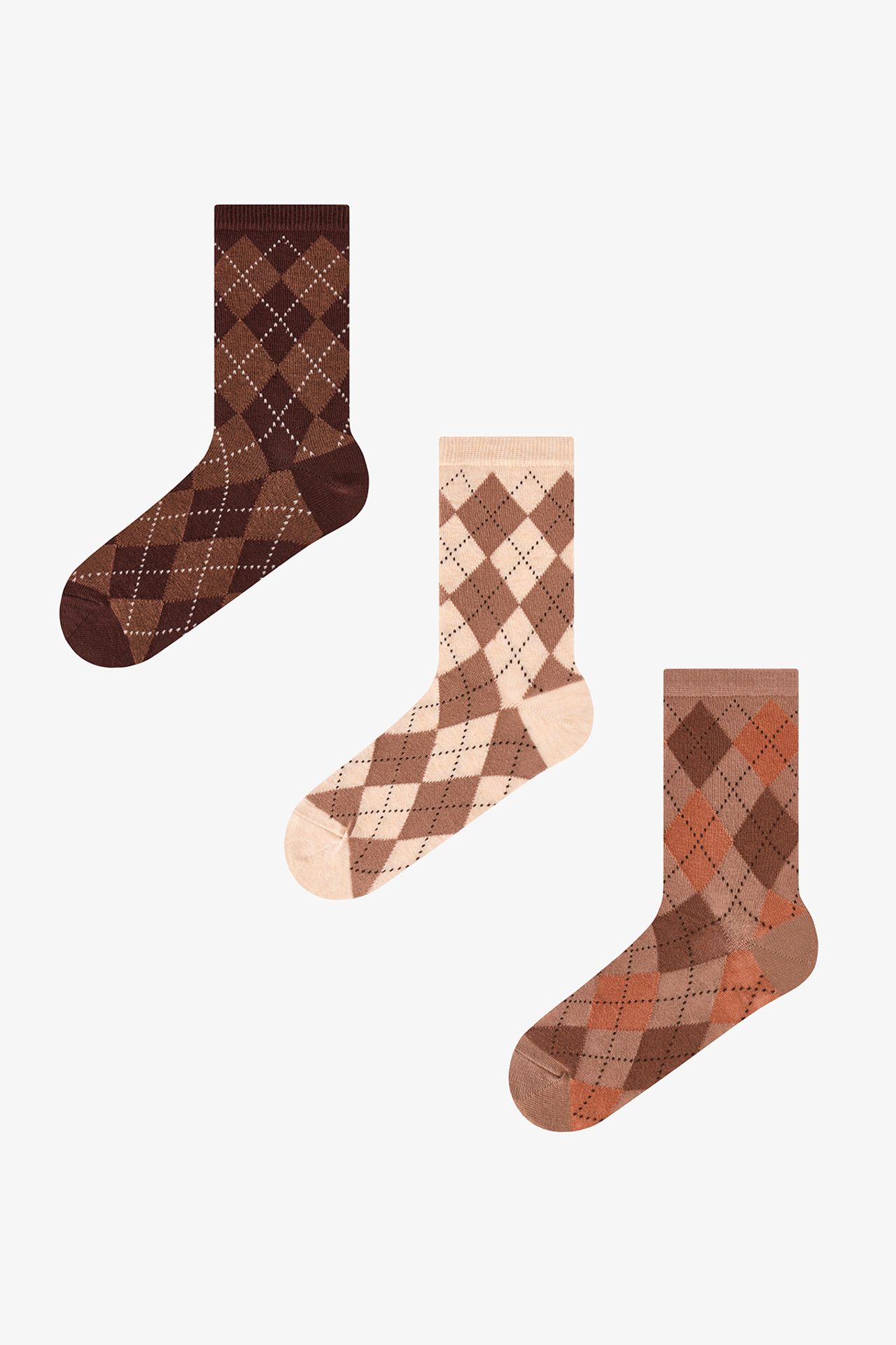 PENTI Classy Diamond Diamond Pattern Crew Socks 1