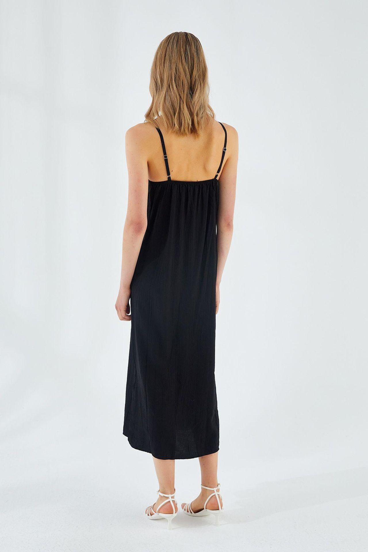Mixray V-Neck Slit Midi Dress 6