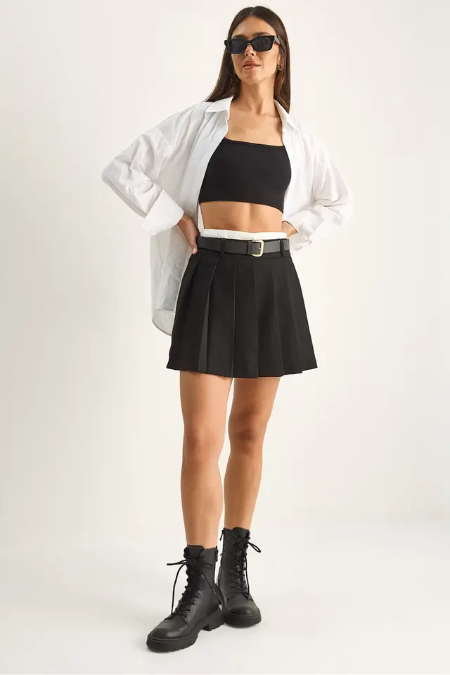 LUCCI High-Waist Mini Skort With Belt