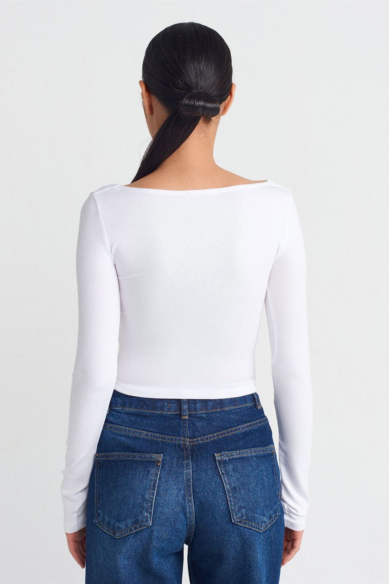 DILVIN Women's Cropped Cut-out Square-neck Blouse 2
