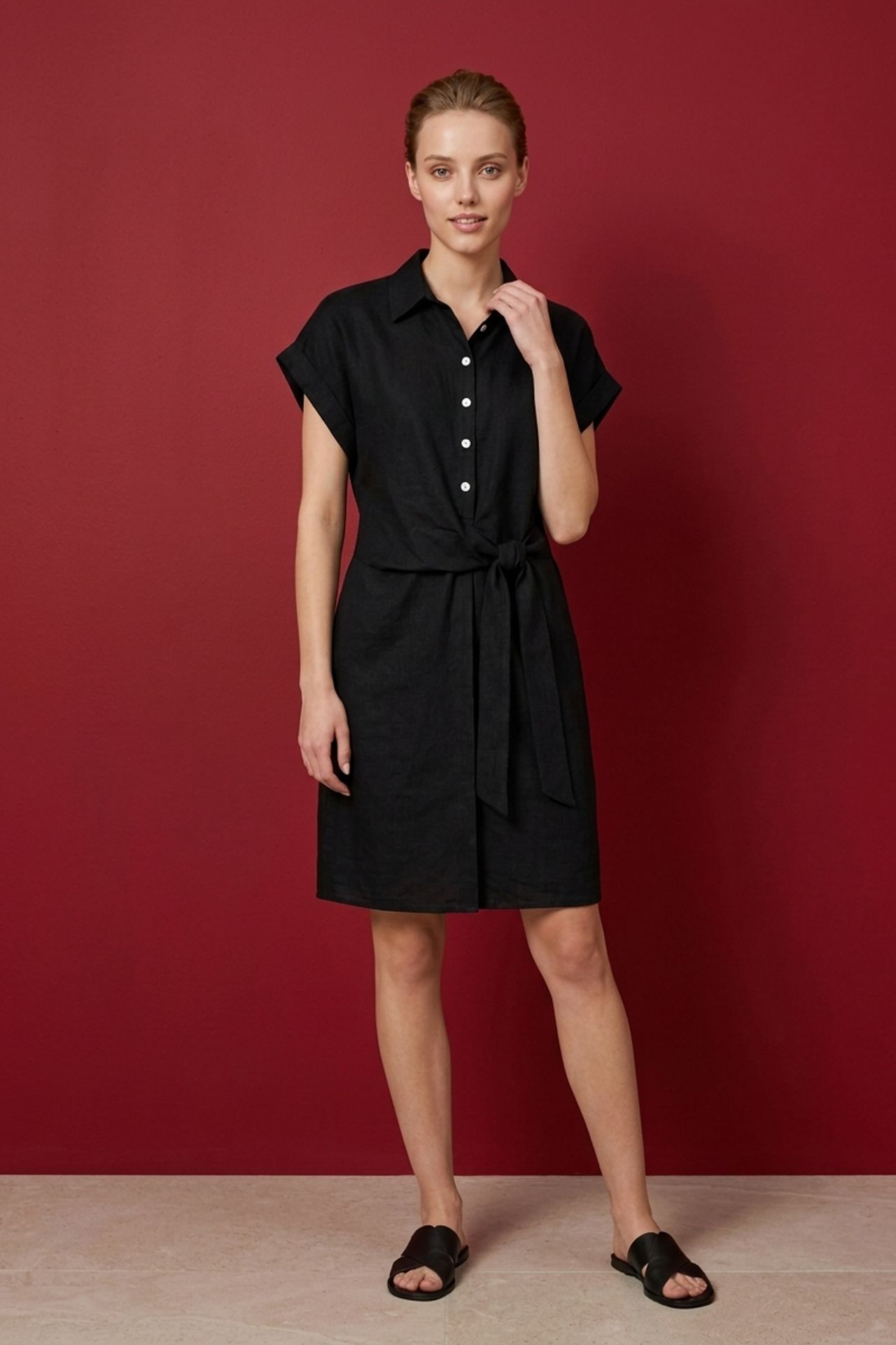 MY FASHION Cotton Poplin Mini Shirt Dress 2