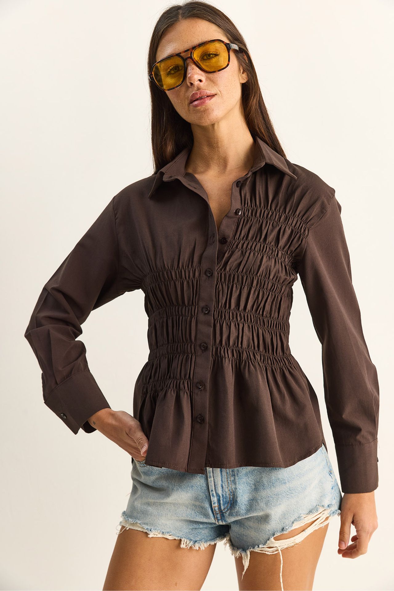 LUCCI Women's Regular-Fit Cotton-Blend Poplin Shirt 4