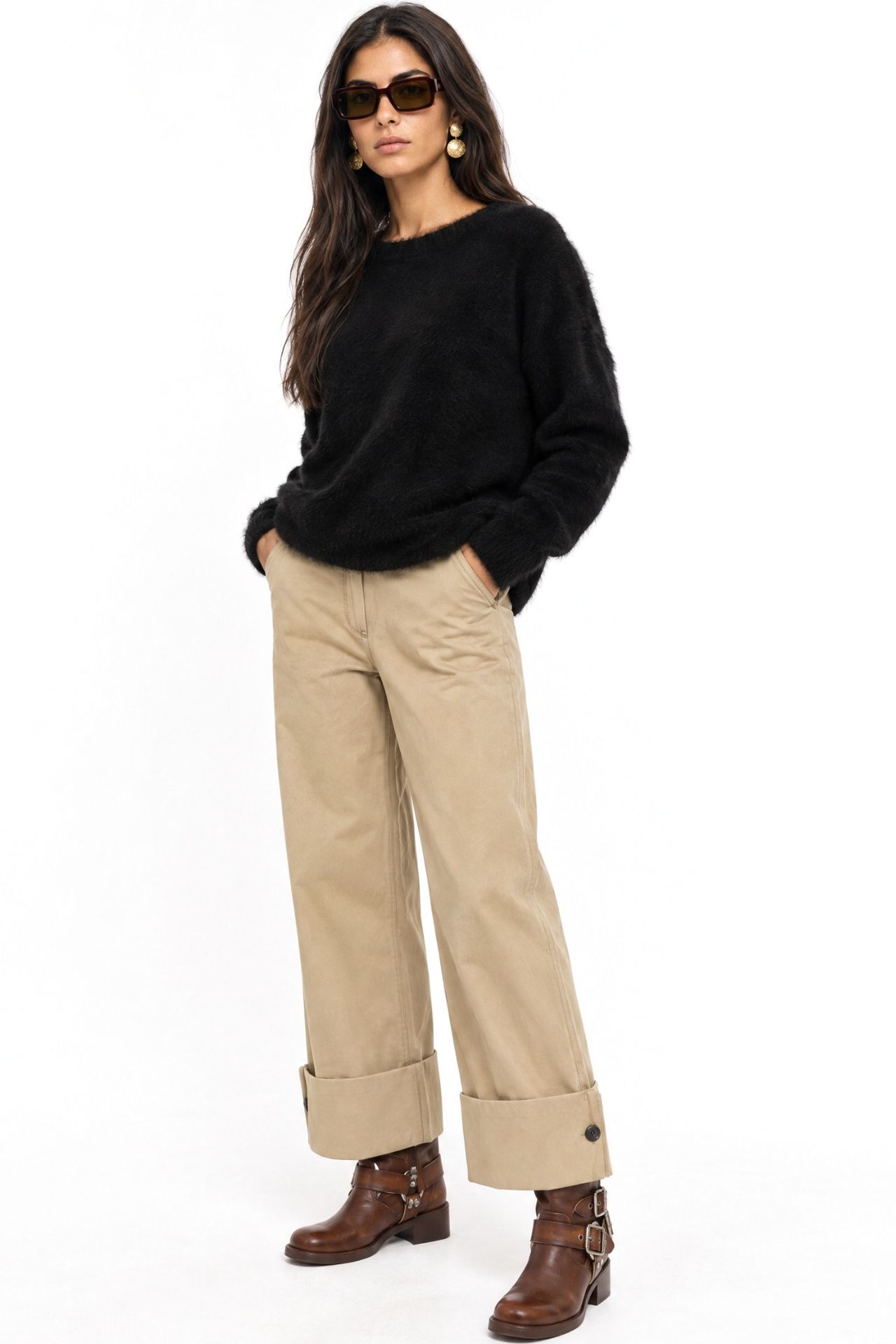MIXRAY Asymmetrical Collar Knit Sweater 2
